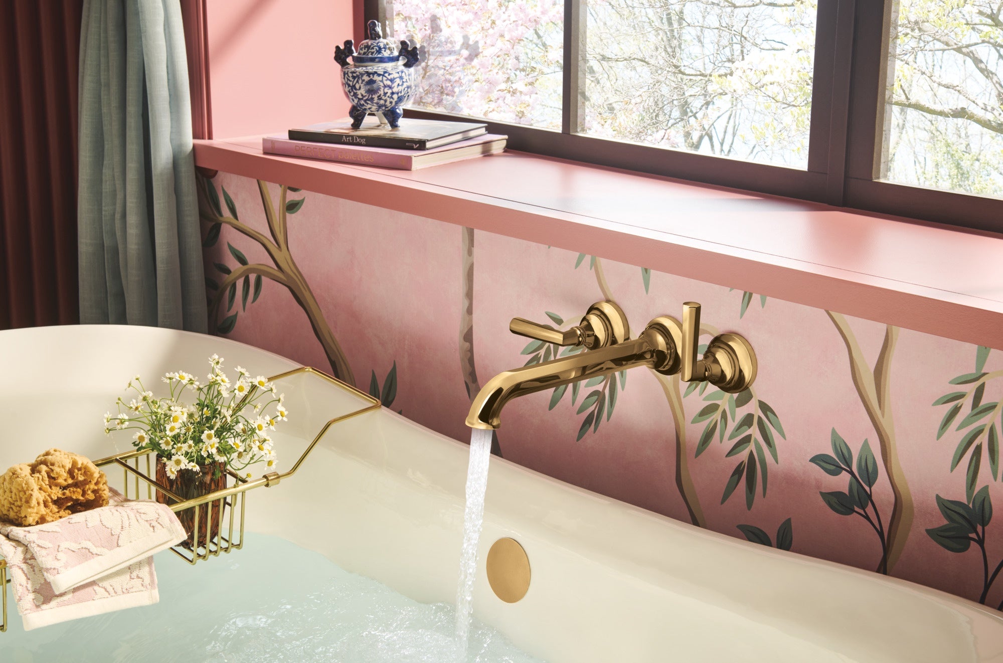 polished gold tub filler