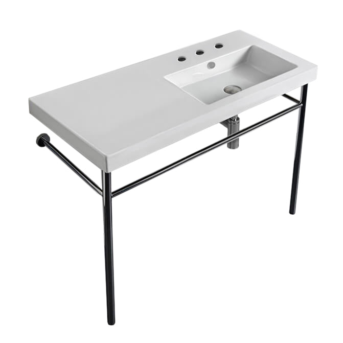 Nameeks Tecla 39-3/8" Ceramic Bathroom Sink for Console Installation - Includes Overflow