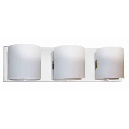 polished chrome with white frosted glass wall mount