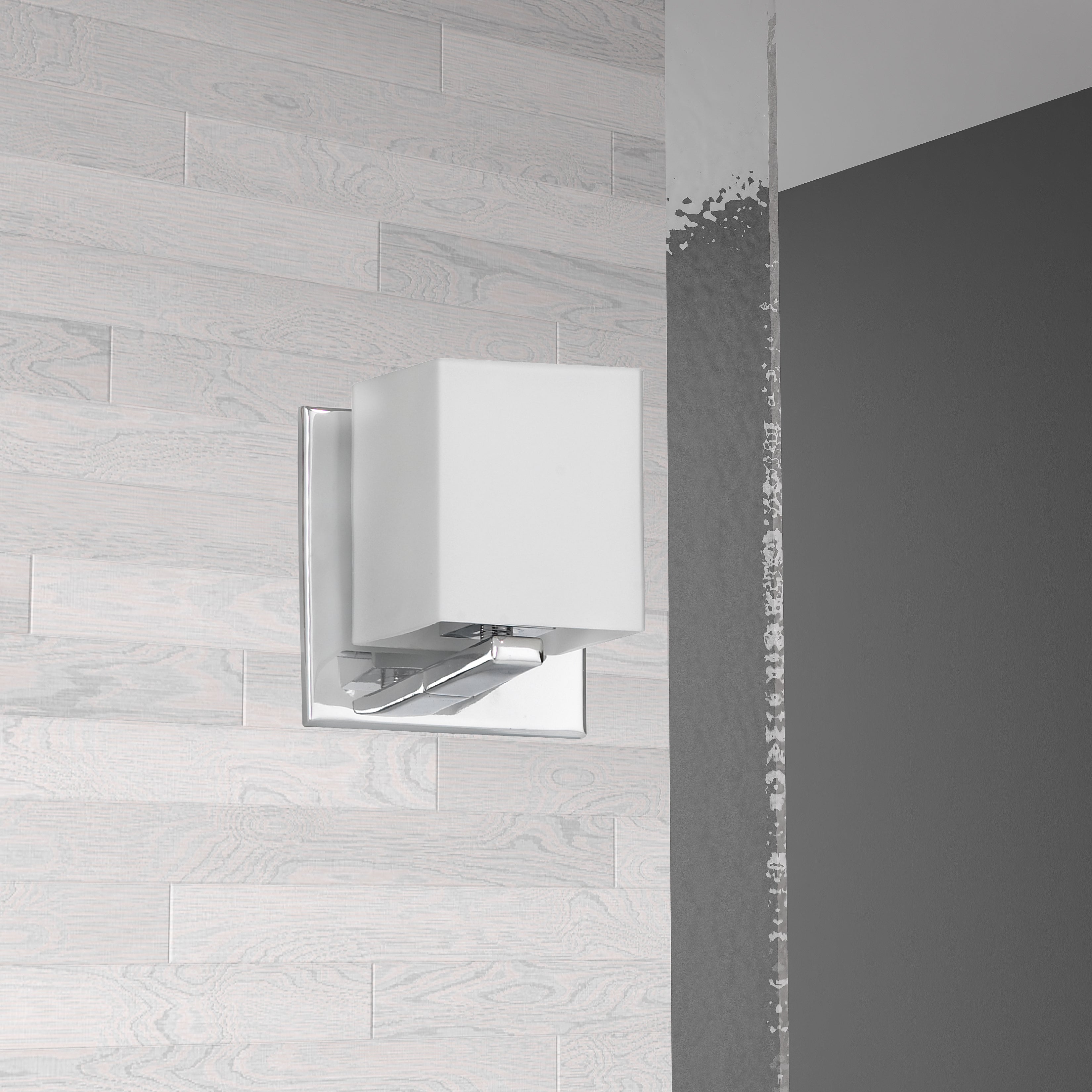 polished chrome frosted white glass wall mount