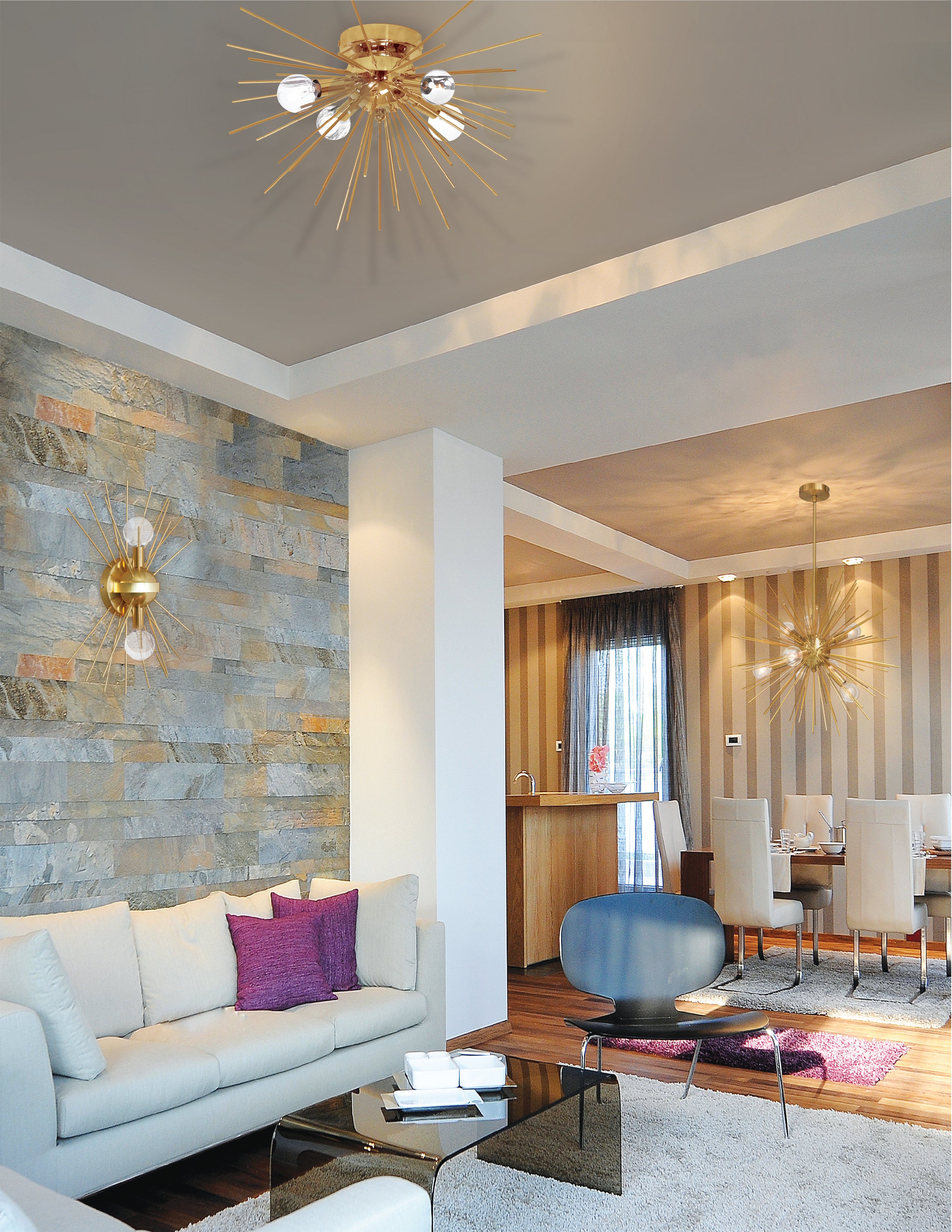 gold and vintage bronze flush mount