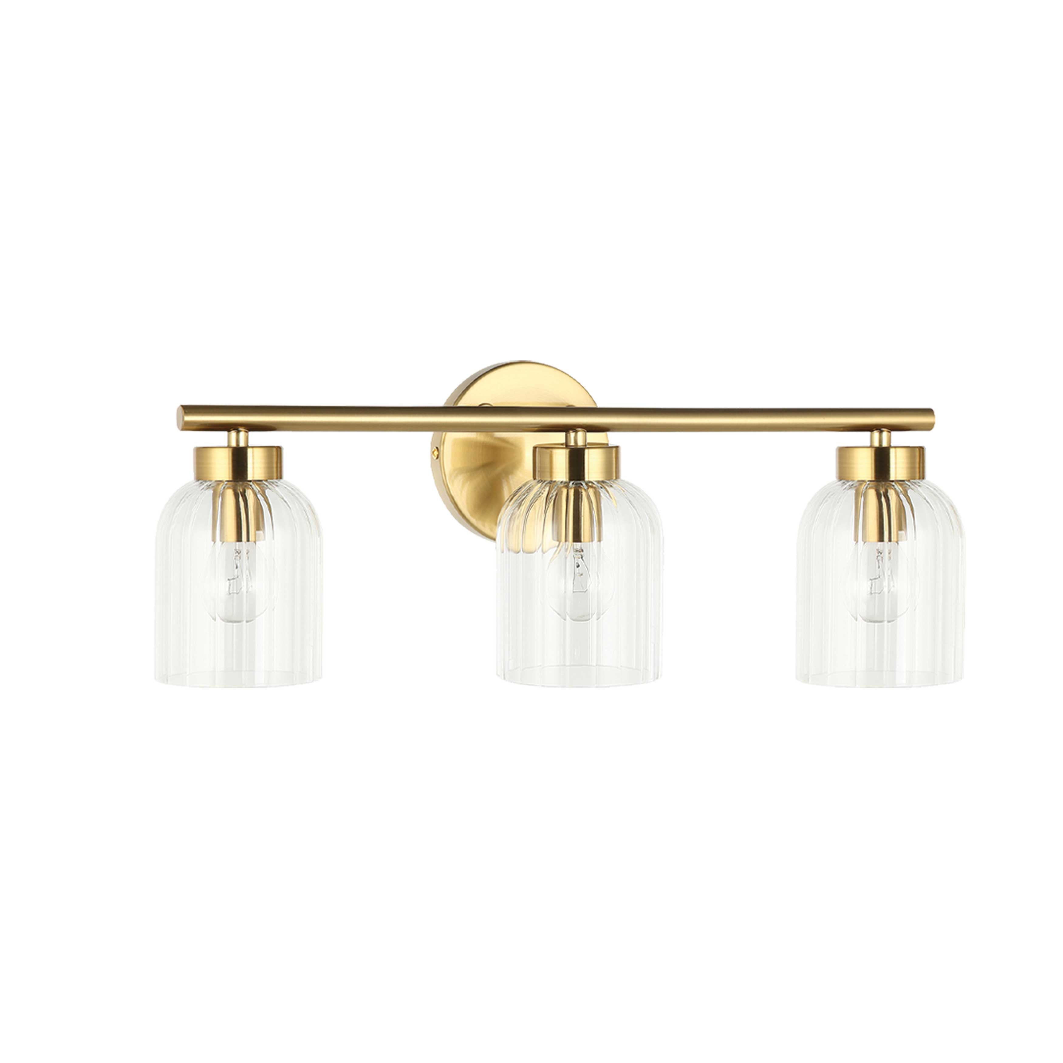 Dainolite 3 Light Incandescent Vienna Vanity with Clear Ribbed Glass