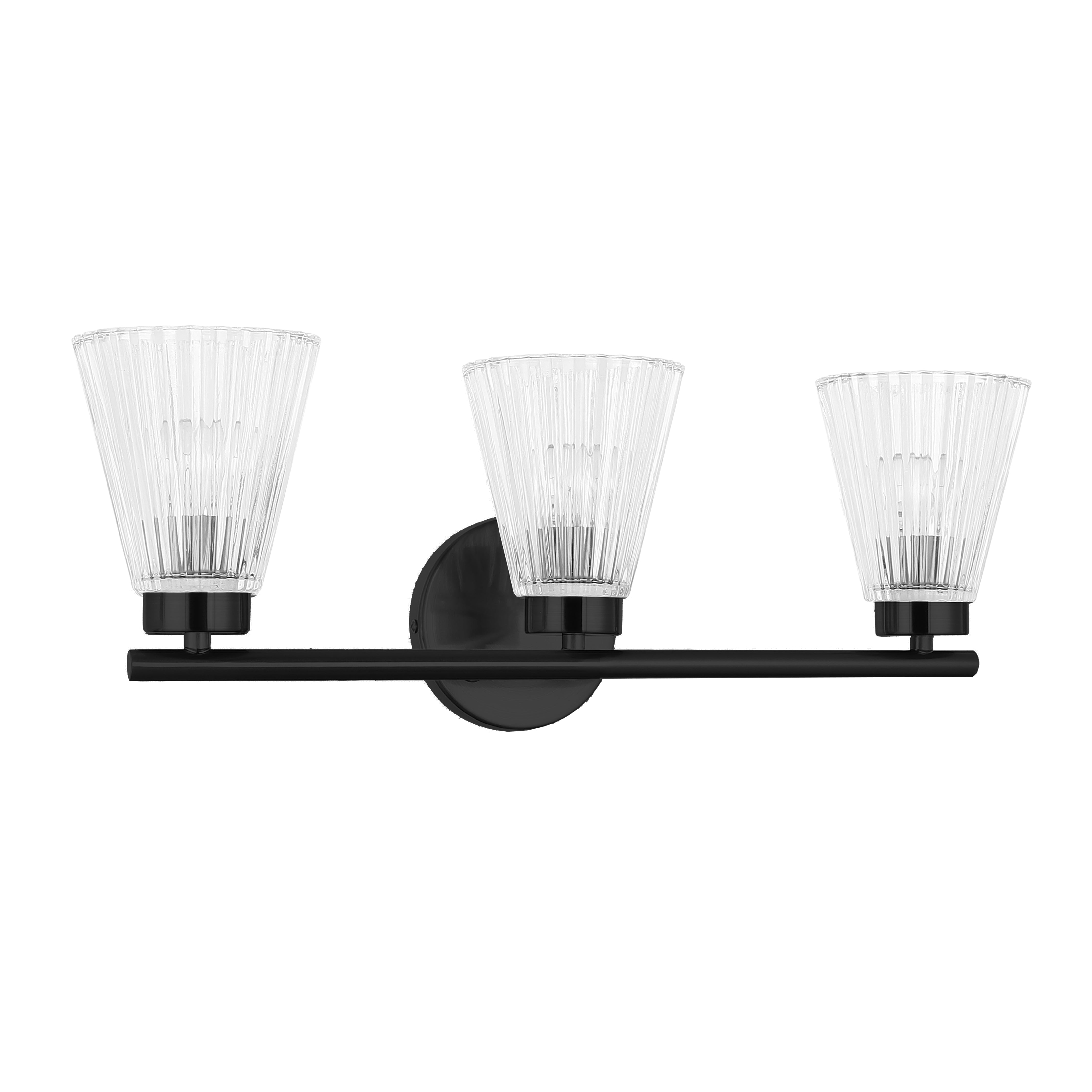 Dainolite 3 Light Incandescent Vanity with Clear Ribbed Glass
