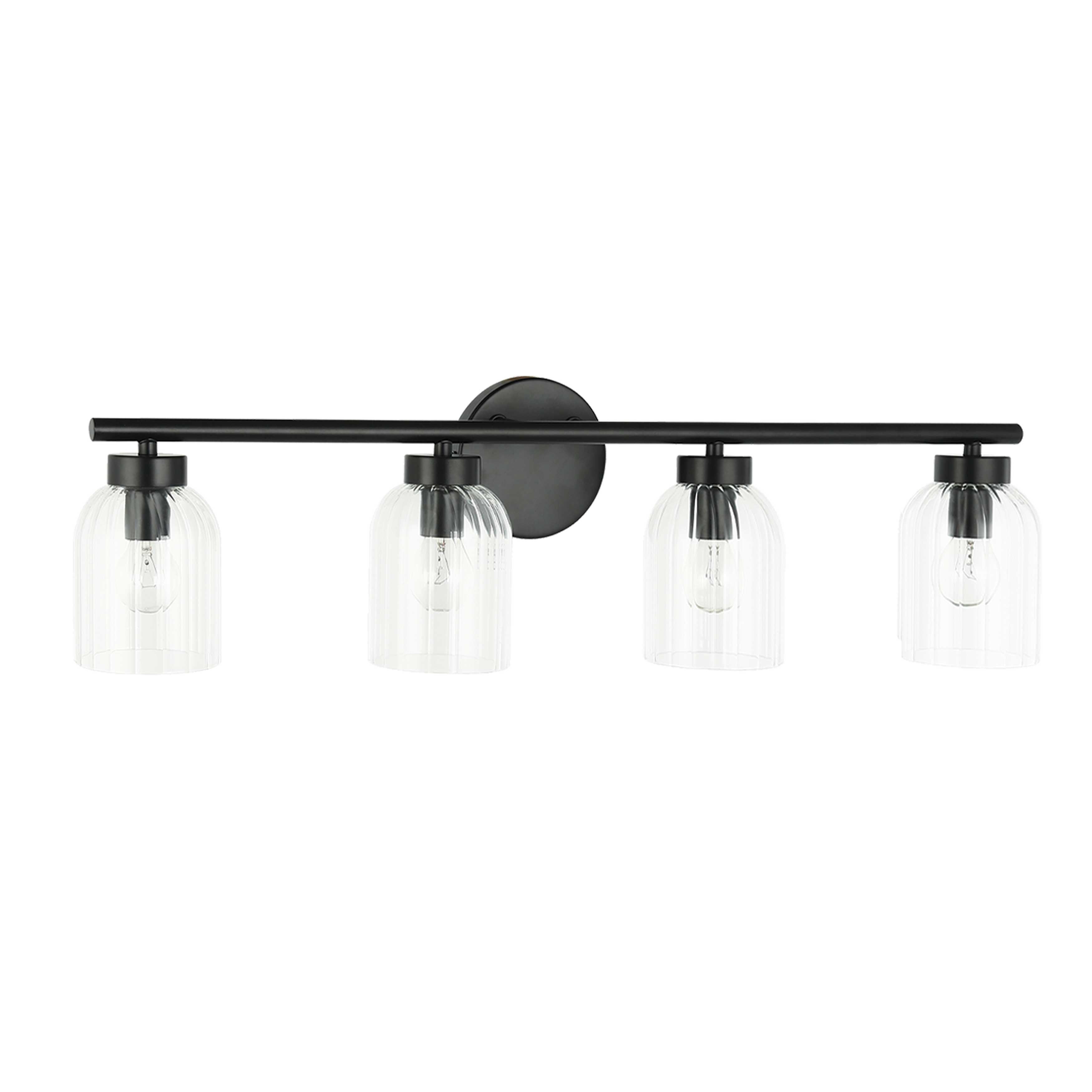 Dainolite 4 Light Incandescent Vienna Vanity with Clear Ribbed Glass