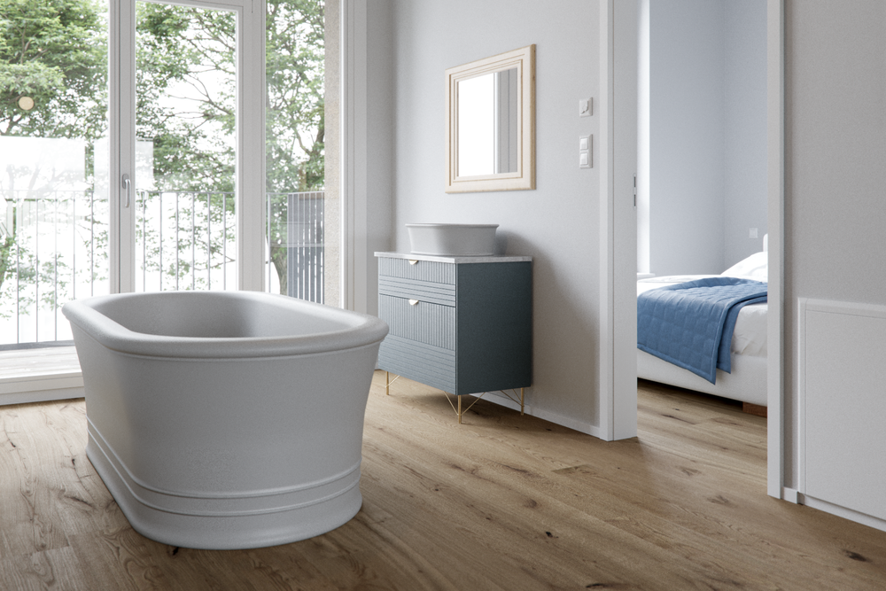 white freestanding bathtub