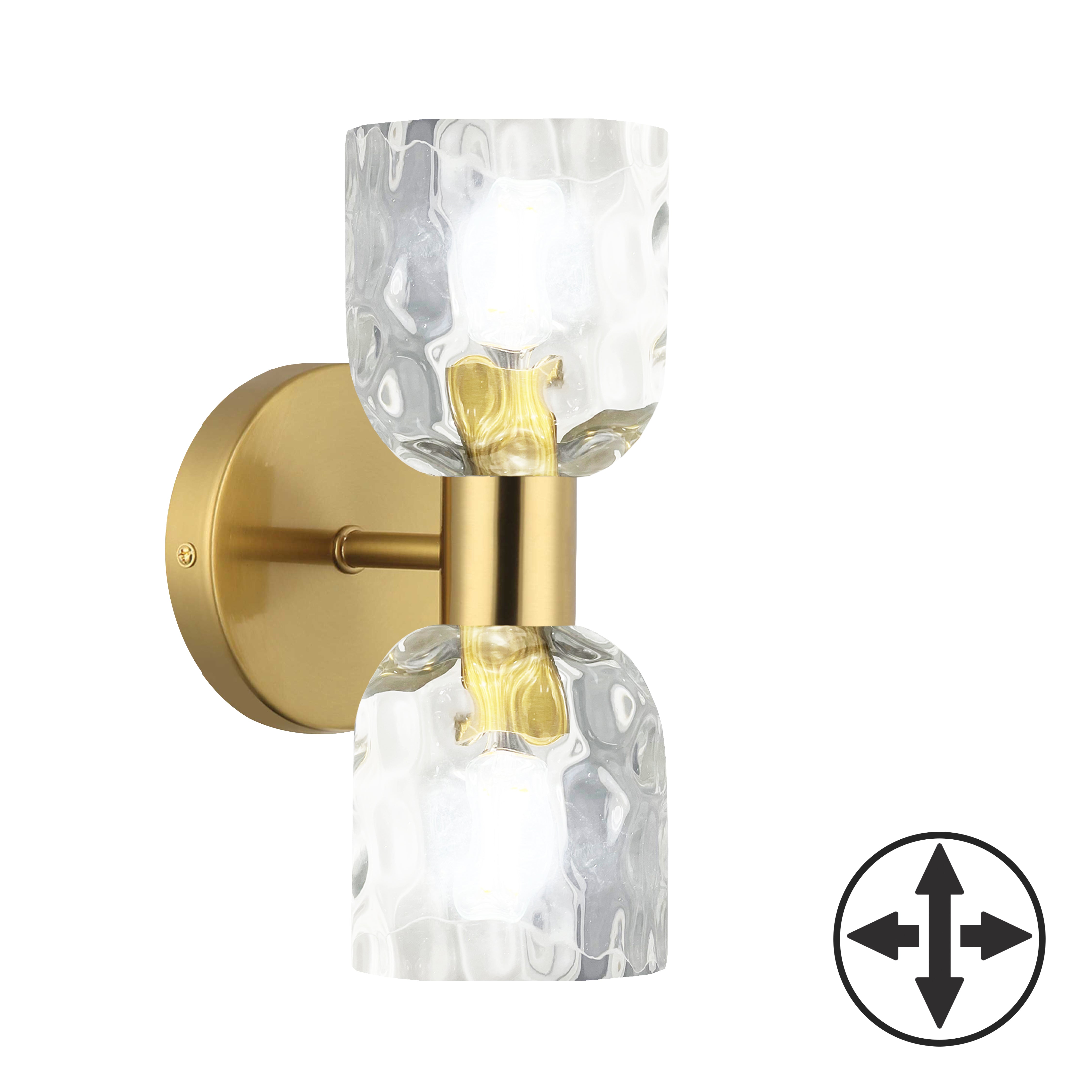 Dainolite 2 Light Wall Sconce with Clear Water Glass