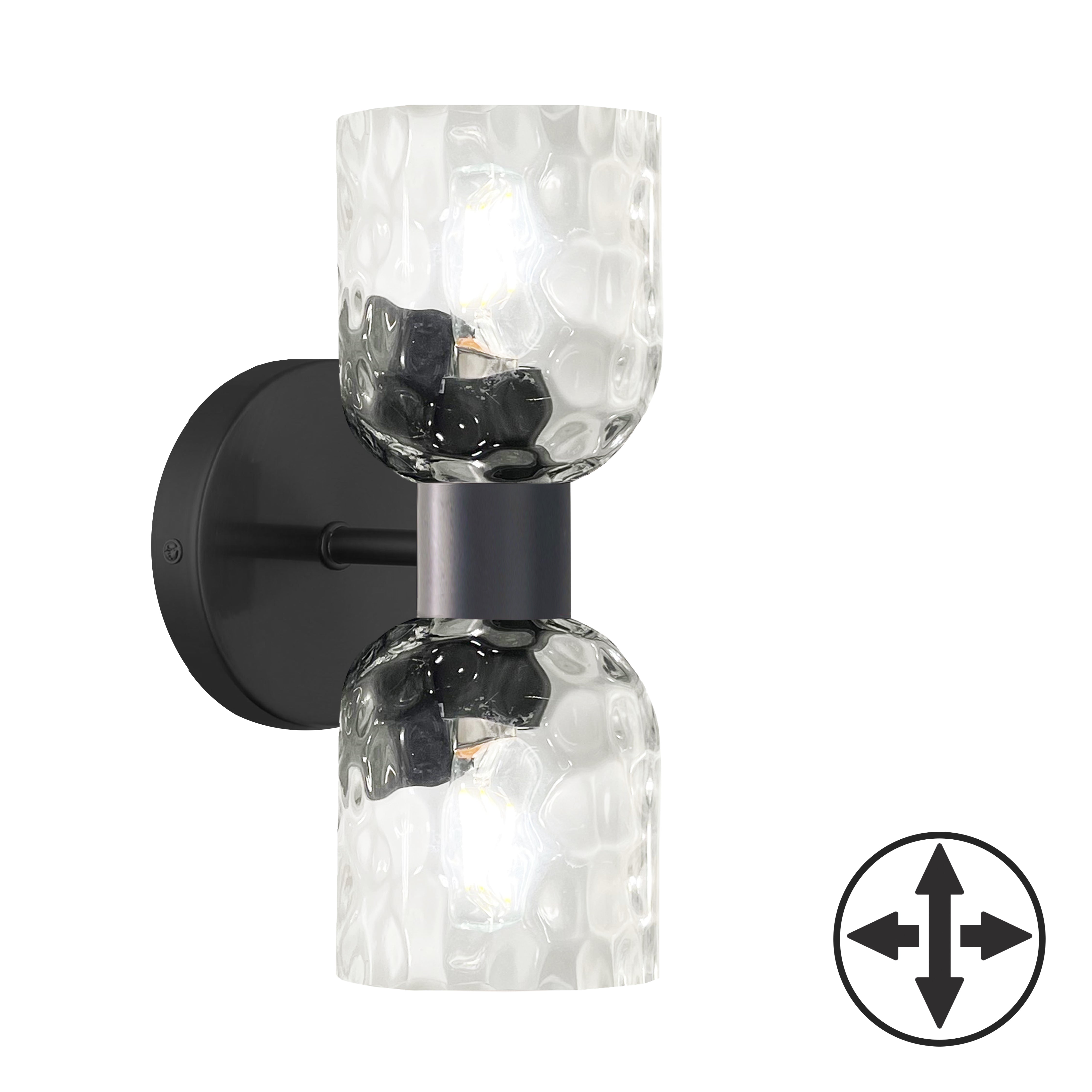 Dainolite 2 Light Wall Sconce with Clear Water Glass