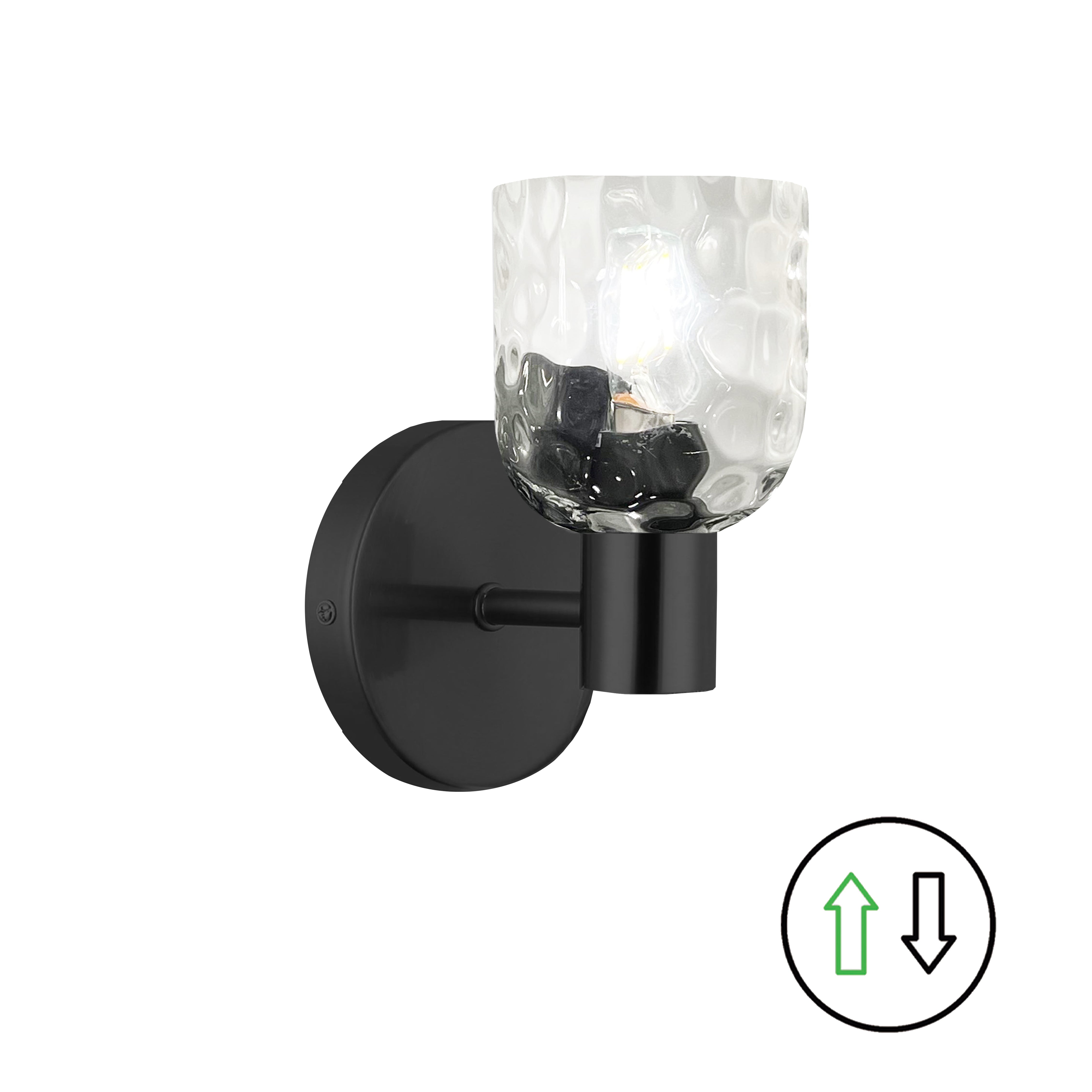 Dainolite 1 Light Wall Sconce with Clear Water Glass