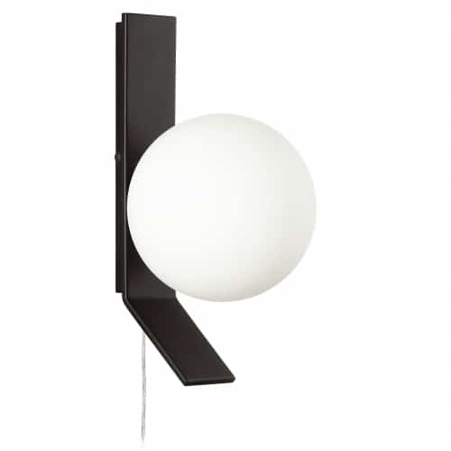 matte black with opal white glass wall mount