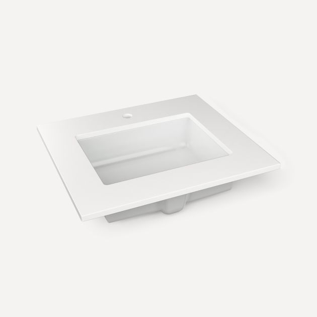 Robern Quartz Stone Vanity Top 25"x 3/4"x 22"Center Undercounter Single Hole Sink