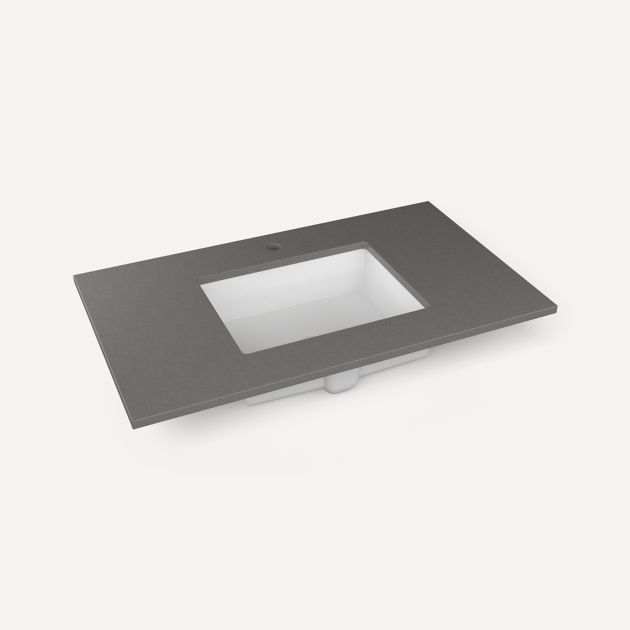 Robern Quartz Stone Vanity Top, 37"x 3/4"x 22"Center Undercounter Single Hole Sink