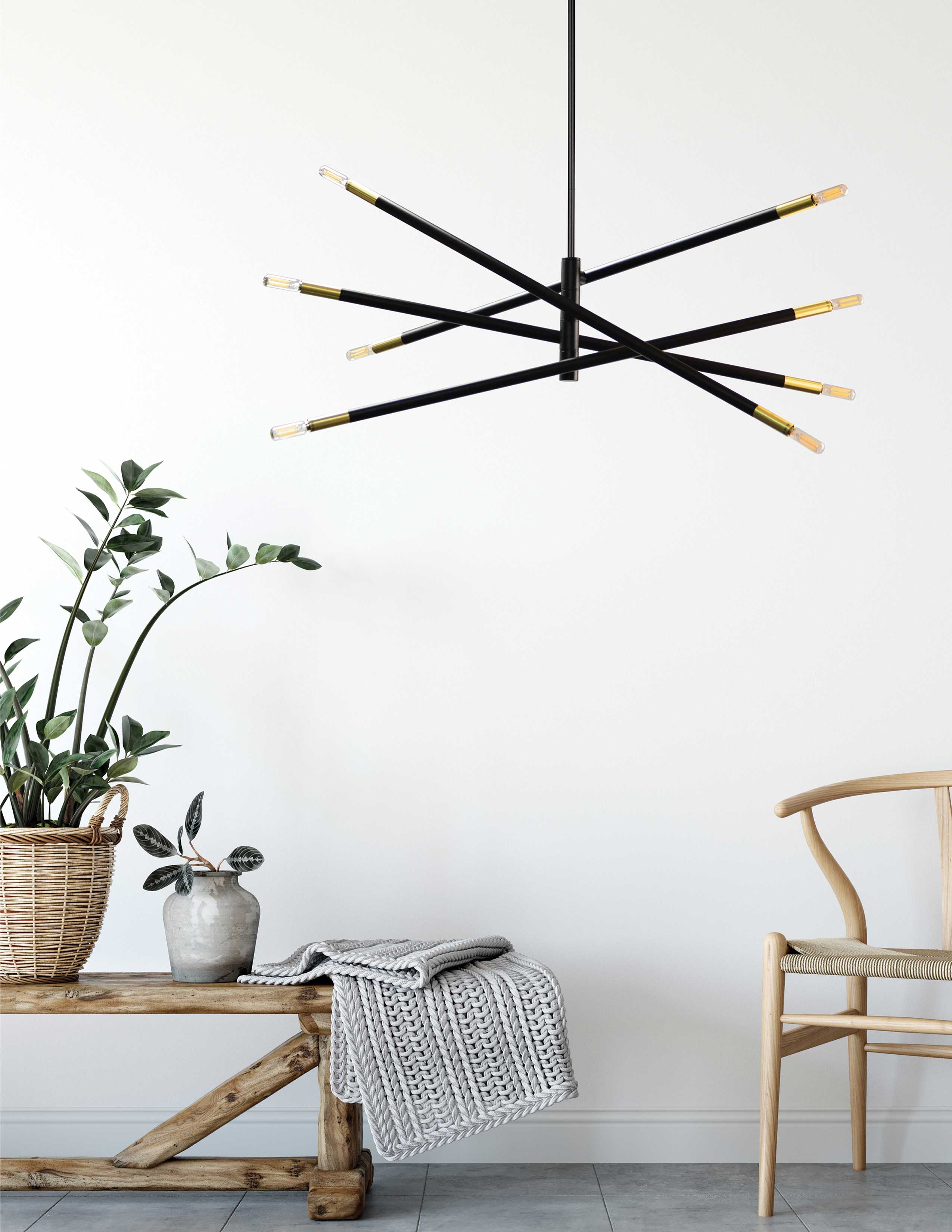 matte black and aged brass pendants