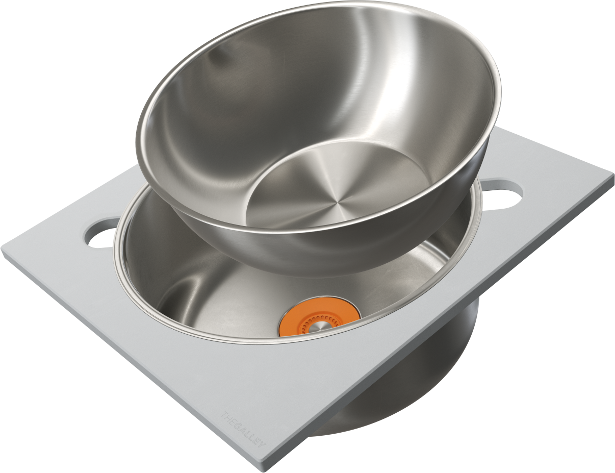 The Galley Dual Tier Wash and Serve Set with Wash Basin and Large Serving Bowl, Platform