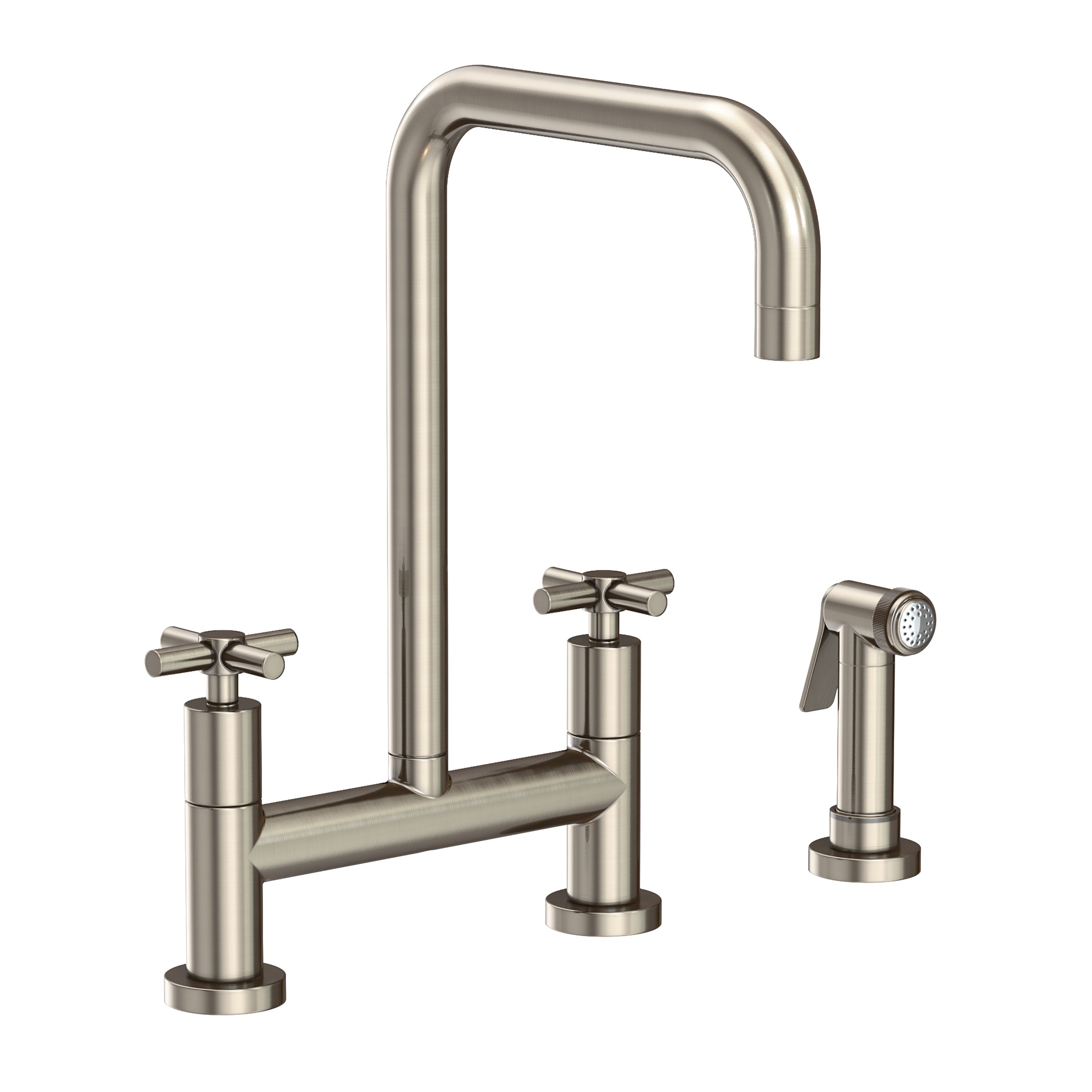 Newport Brass East Square Kitchen Bridge Faucet with Side Spray