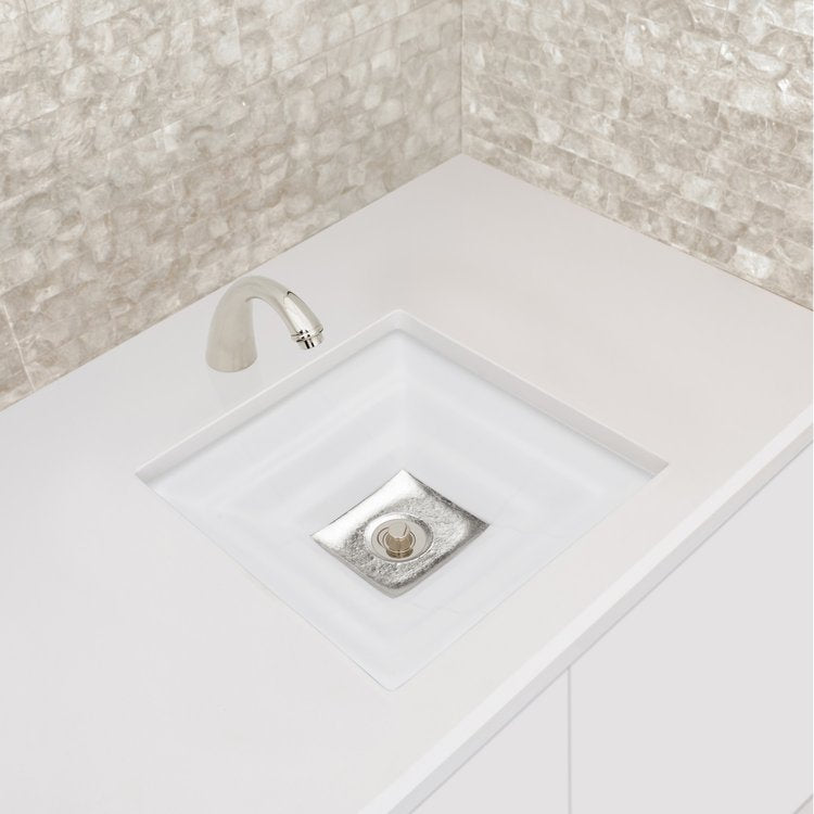 white glass with silver accent sink