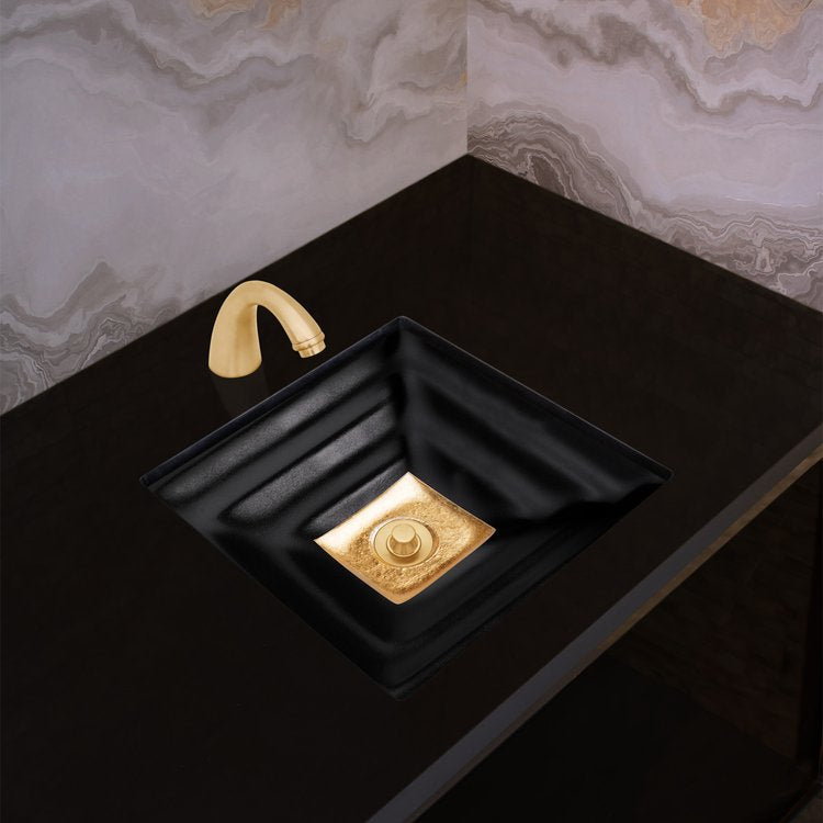 black glass with gold accent sink