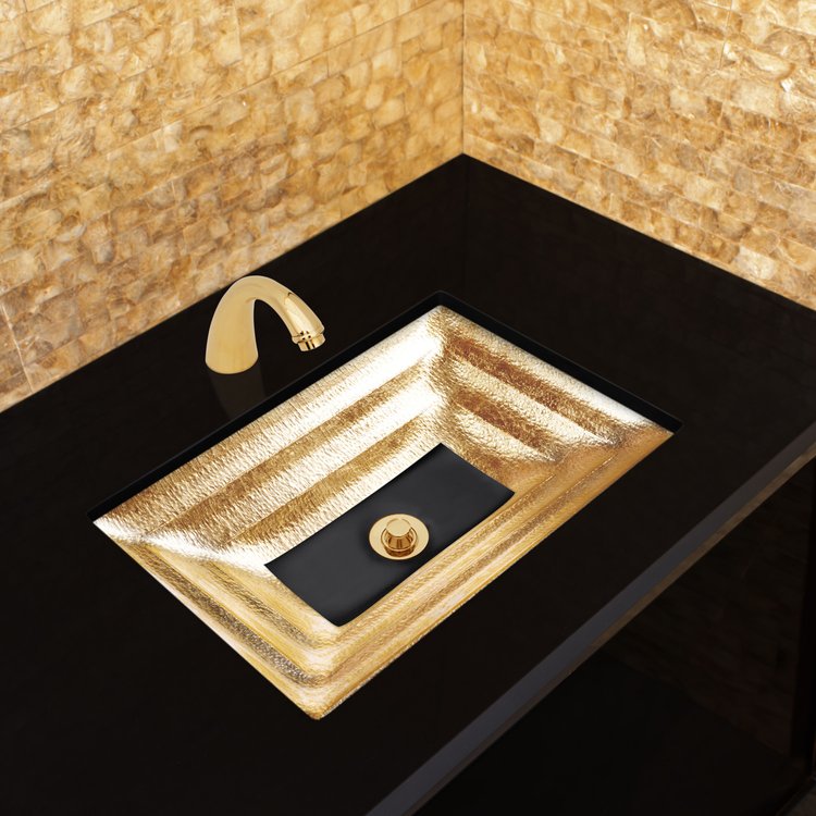 glass, gold eglomisé with black window sink