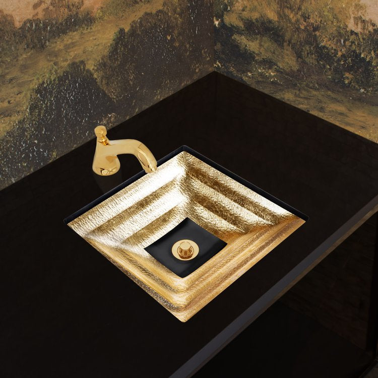glass, gold eglomisé with black window sink