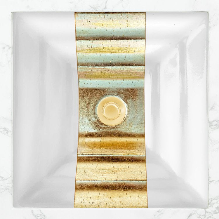 Linkasink Eglomise Ribbon Artisan Glass Undermount Sink
