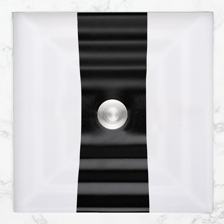 white glass with black accent sink