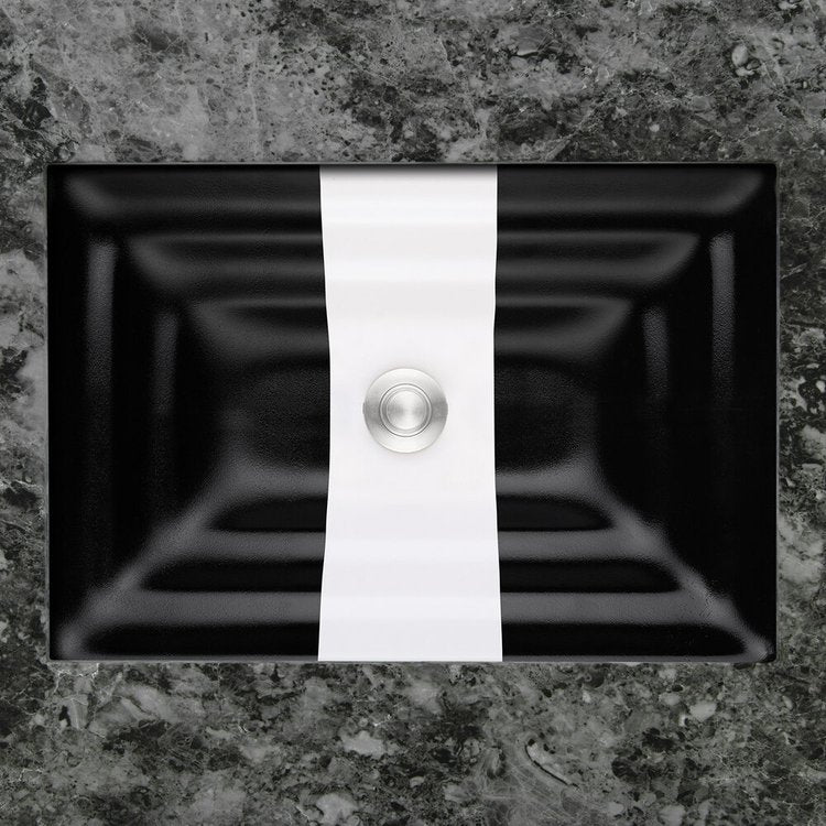 black glass with white accent sink