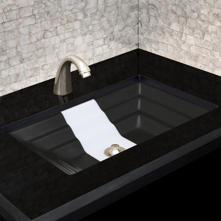 black glass with white accent sink