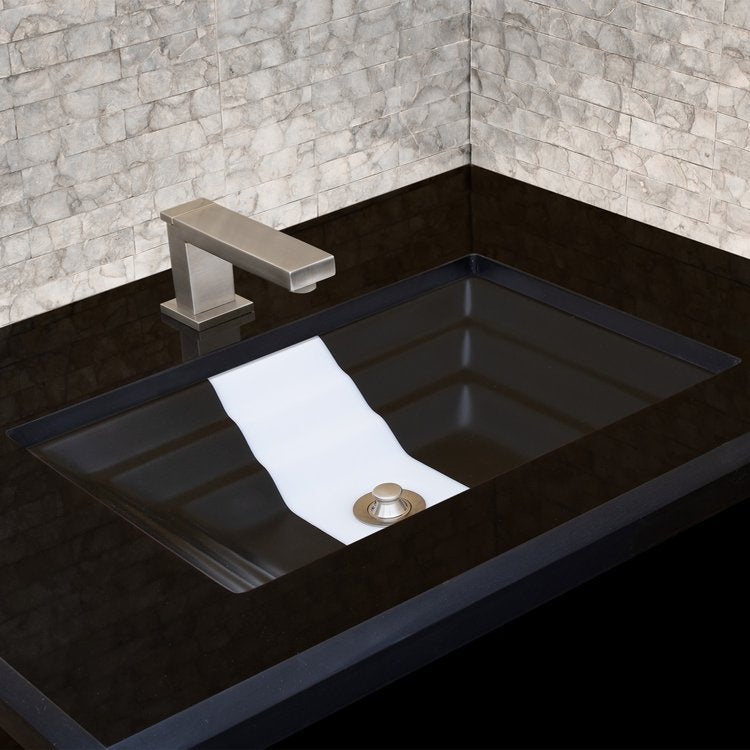 black glass with white accent sink
