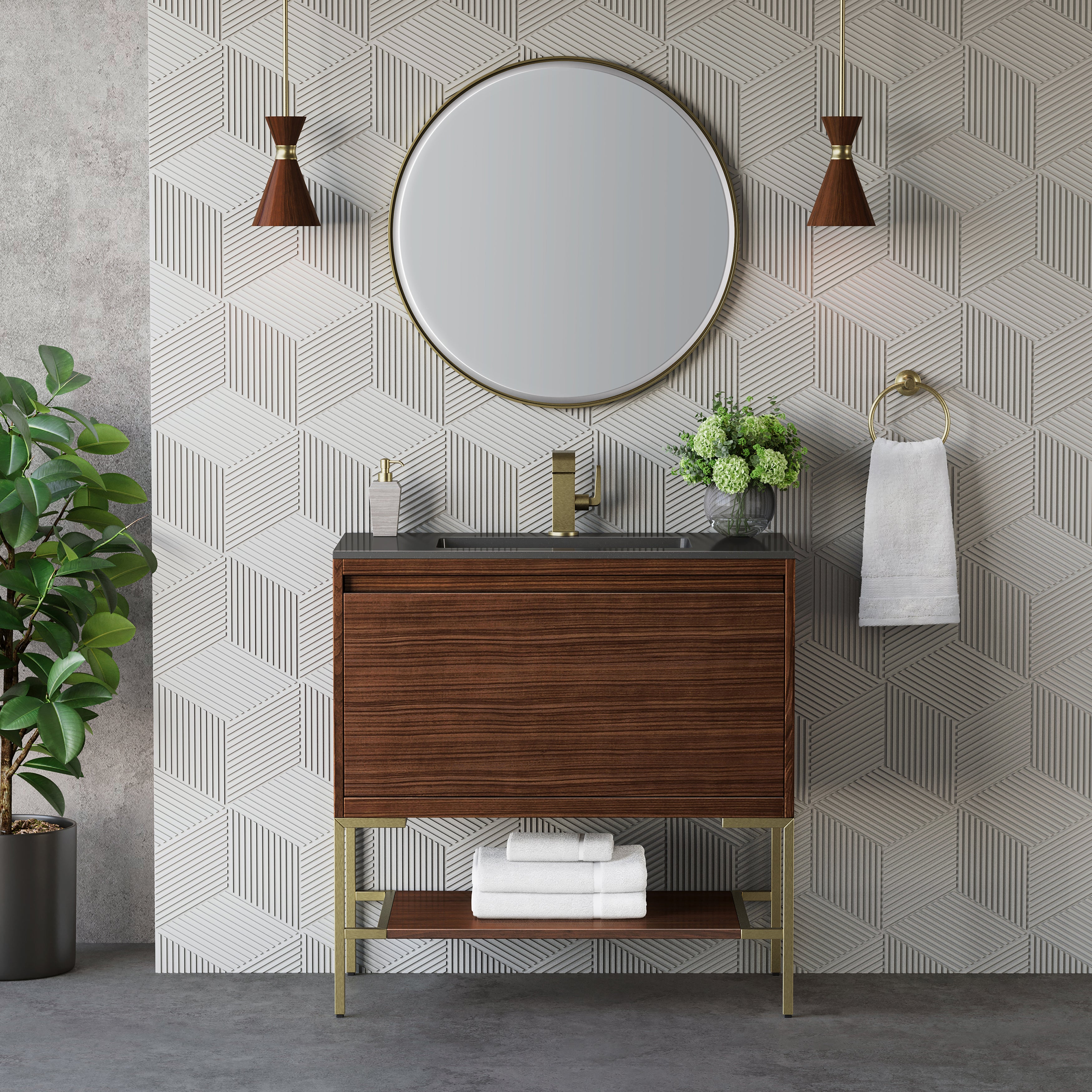 charcoal black composite stone top vanity