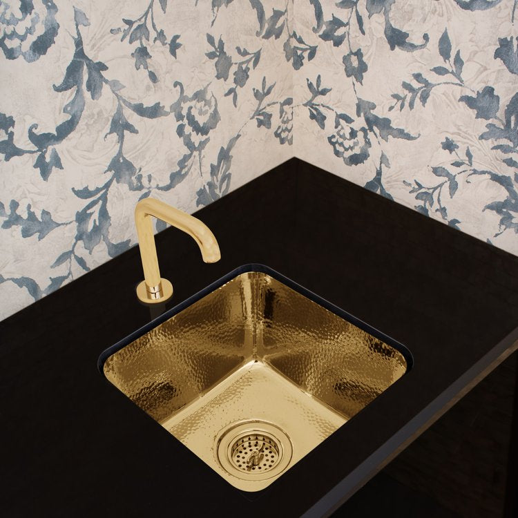 polished unlacquered brass sink