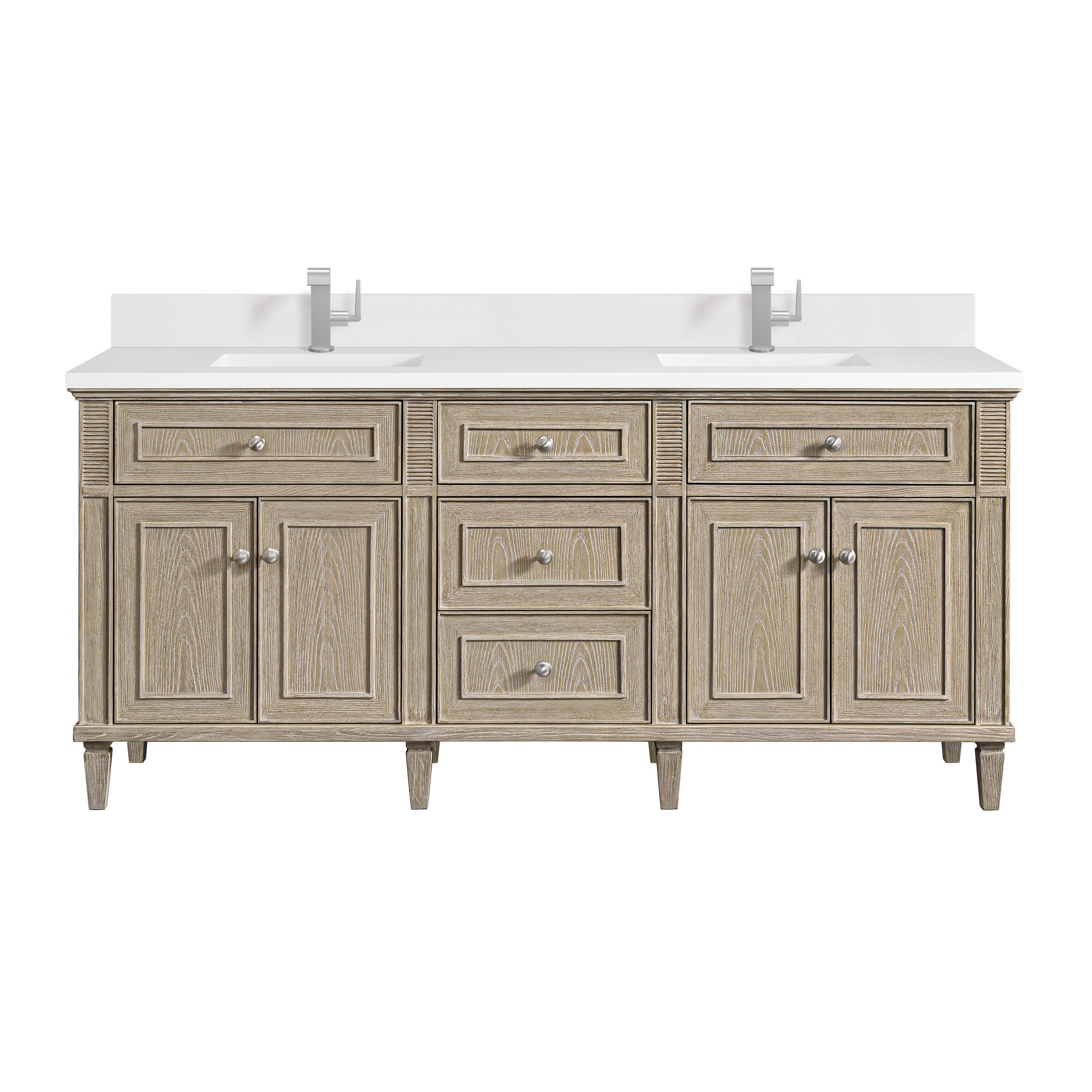 James Martin Vanities Lorelai 72" Double Vanity - Whitewashed Oak