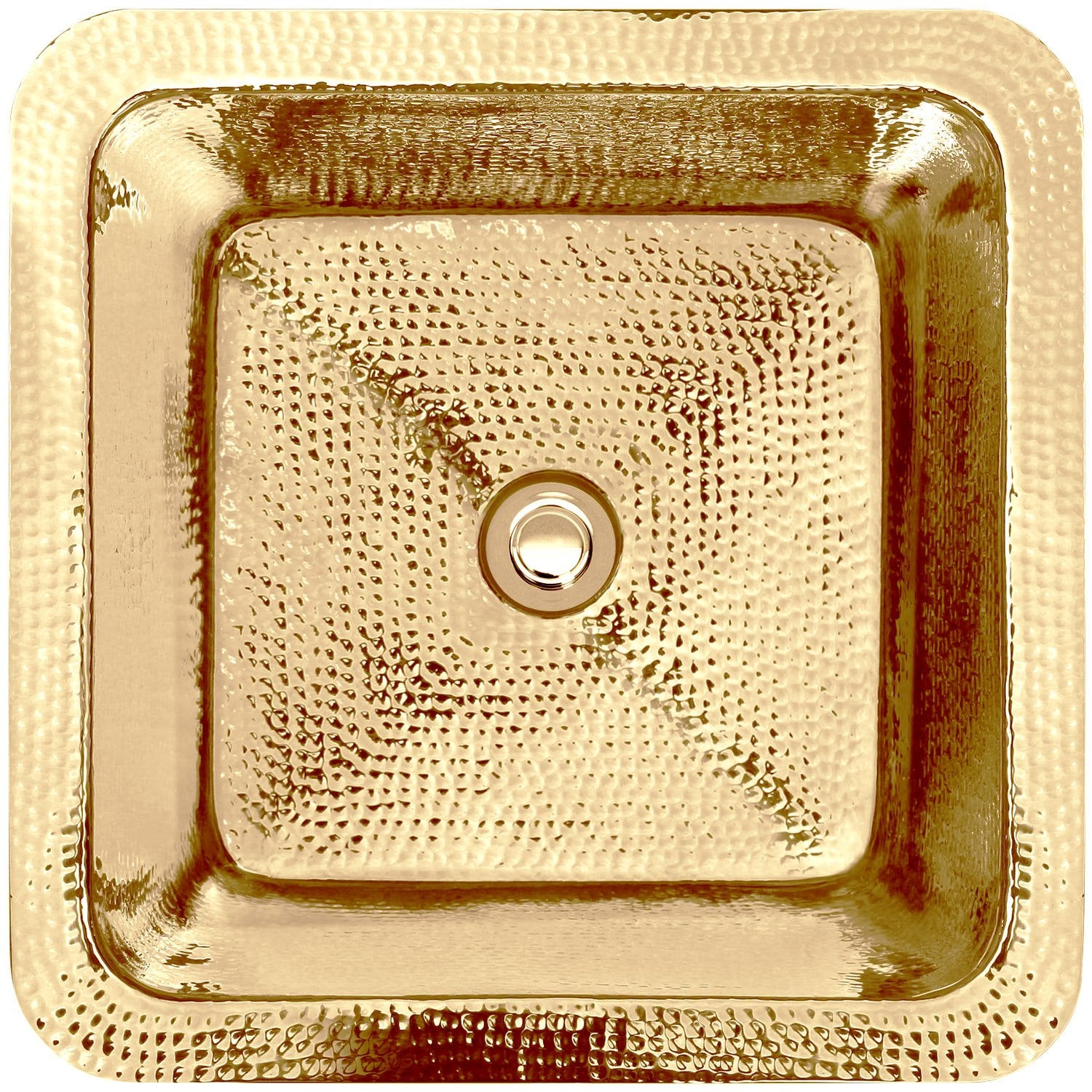 Linkasink Hammered Small Square Drop-In or Undermount Sink 16.25"