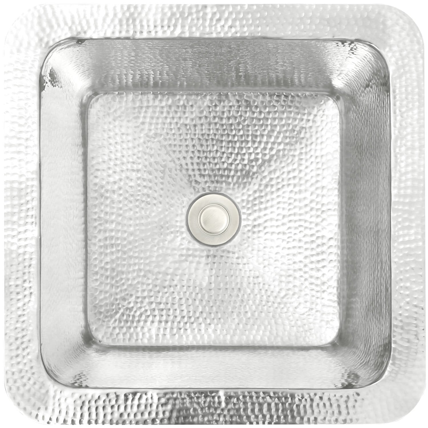Linkasink Hammered Small Square Drop-In or Undermount Sink 16.25"