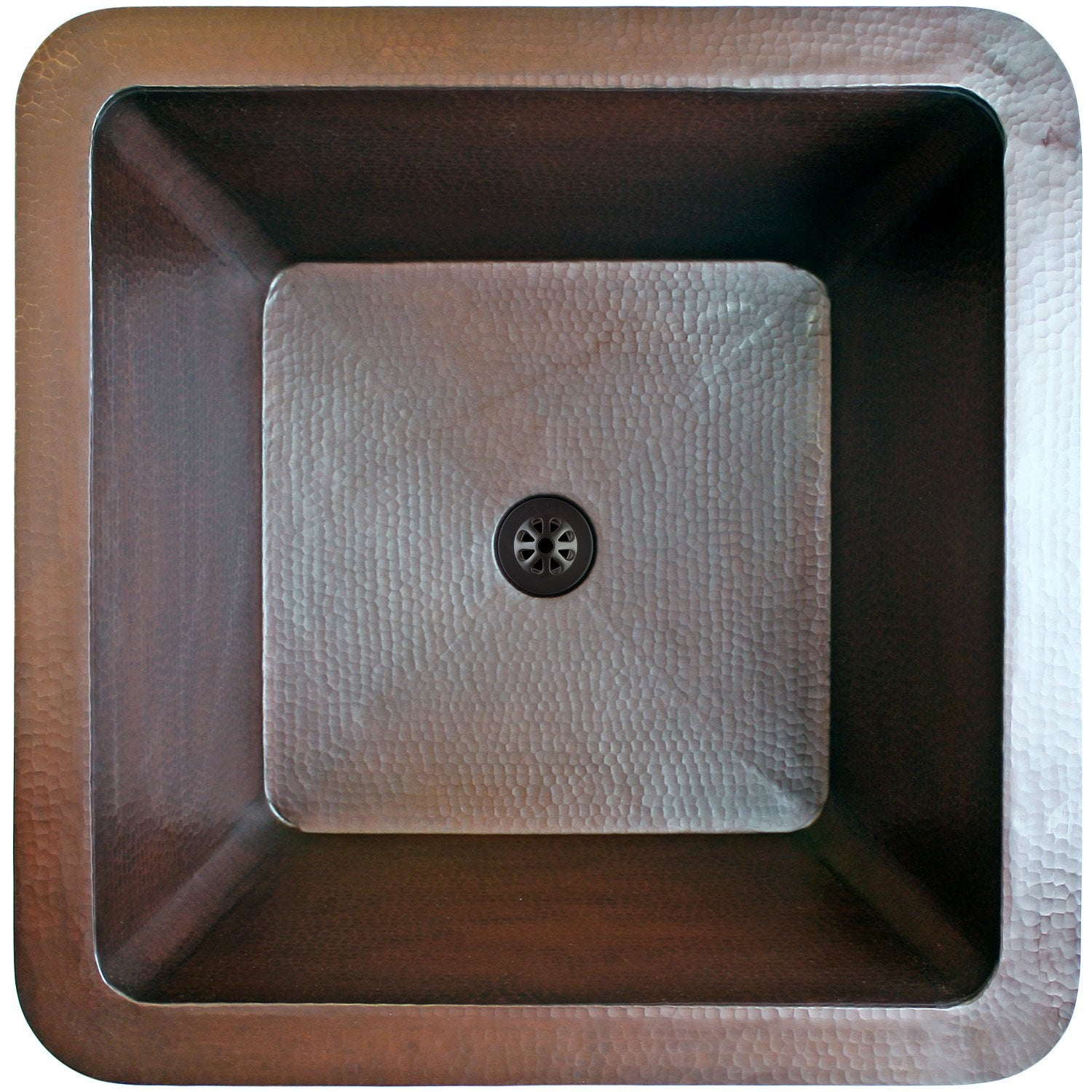 Linkasink Hammered Large Square Drop-In or Undermount Sink 20"