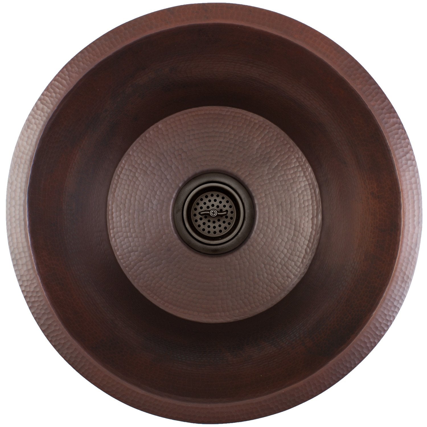 Linkasink Hammered Large Round Flat Bottom Bar/Utility Sink 19"