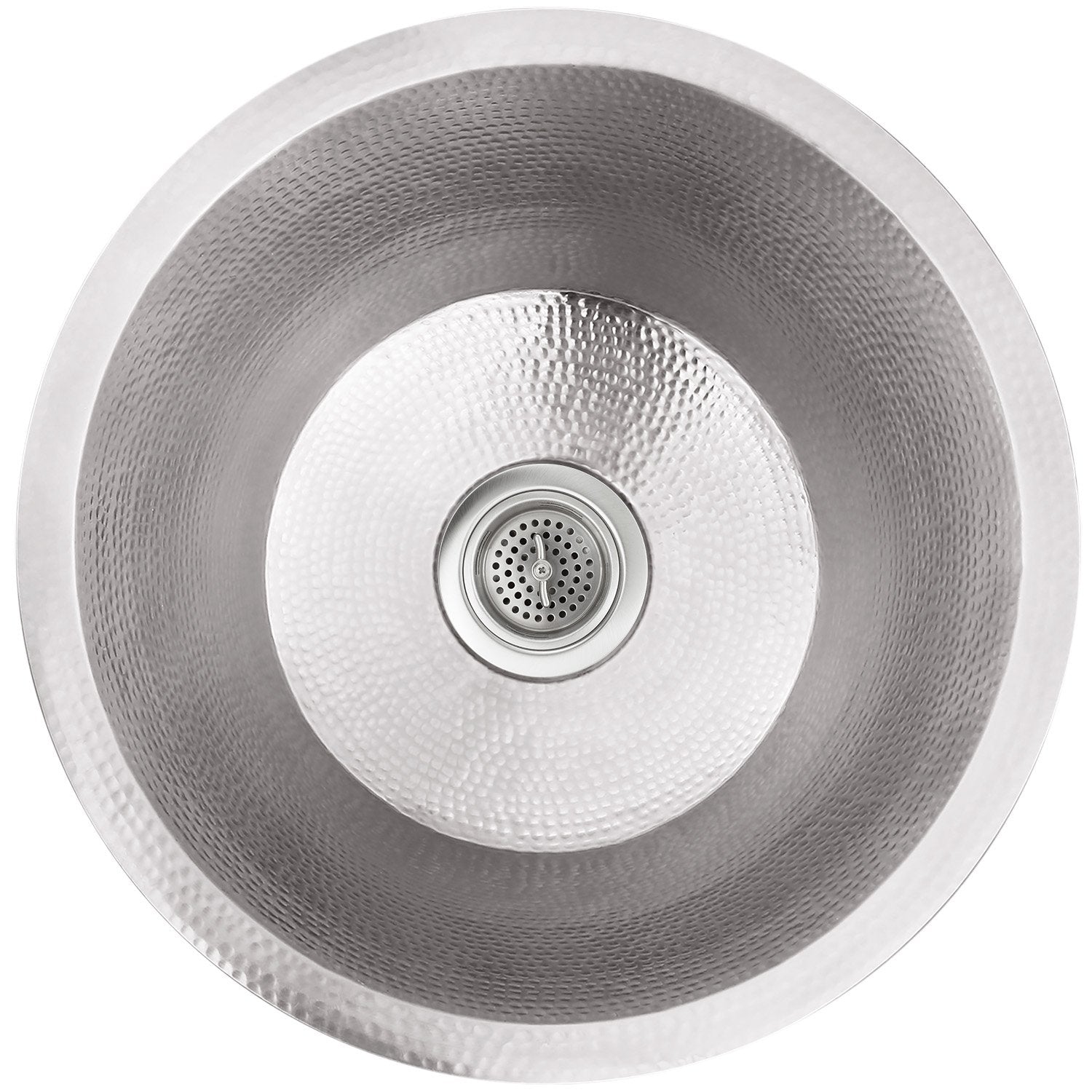 Linkasink Hammered Large Round Flat Bottom Bar/Utility Sink 19"
