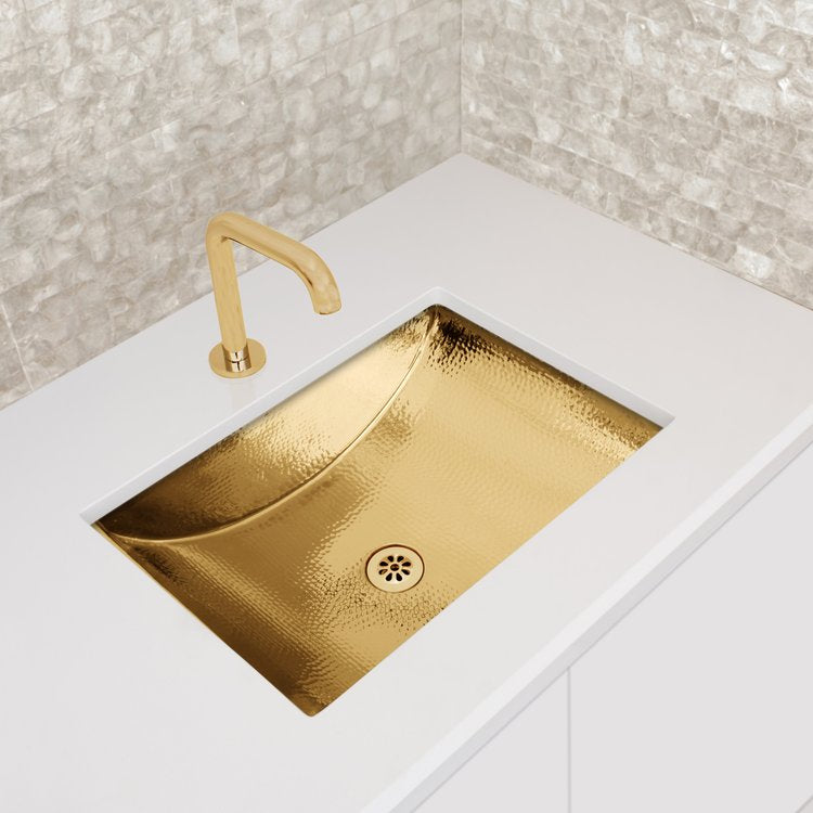 polished unlacquered brass sink