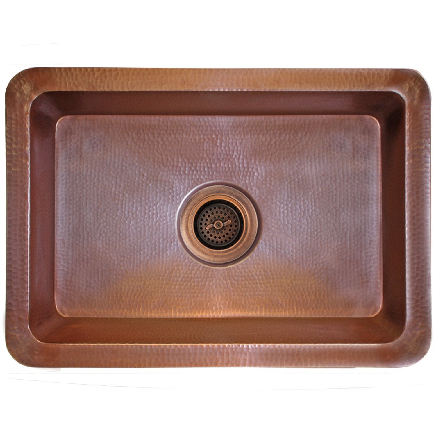 Linkasink Hammered Rectangular Box Drop-In or Undermount Sink 20"