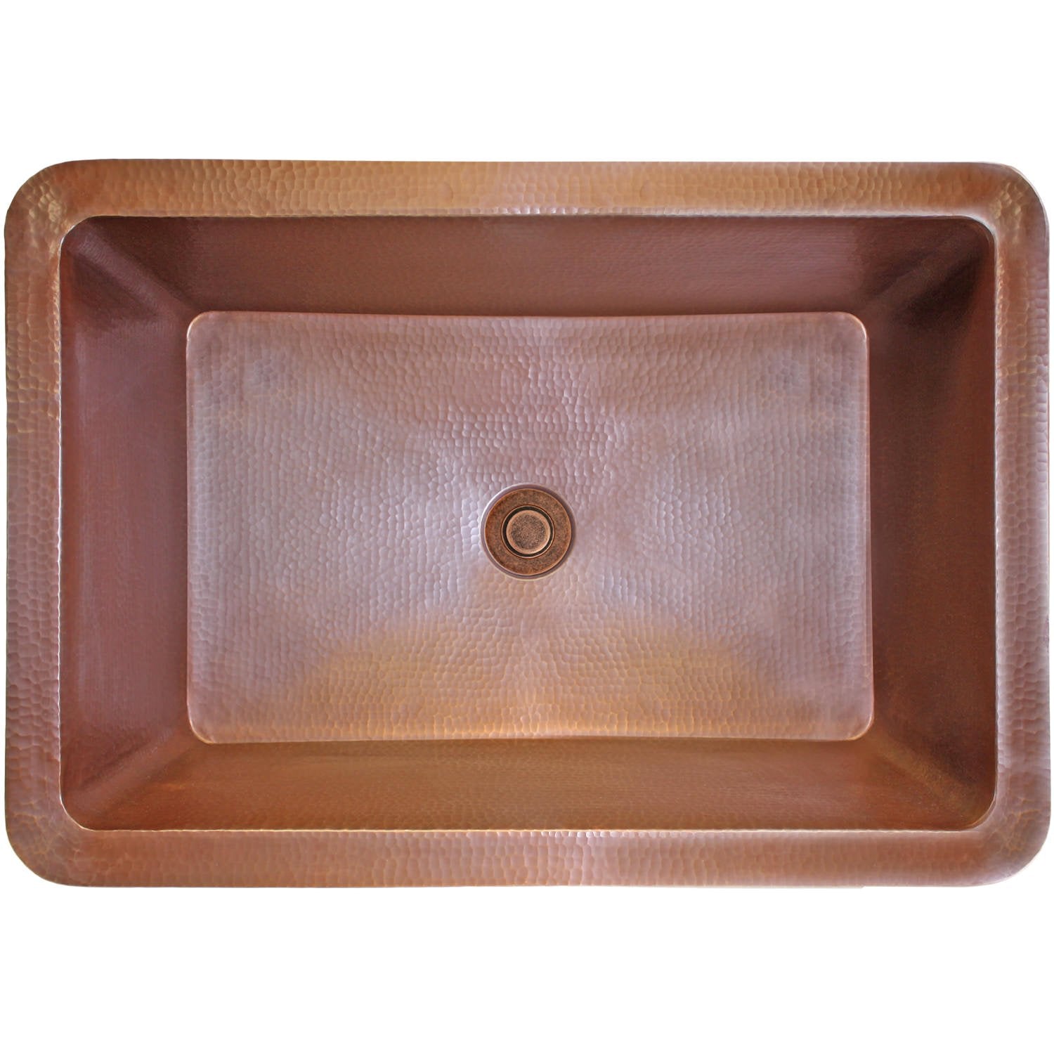 Linkasink Hammered Rectangular Box Drop-In or Undermount Sink 20"