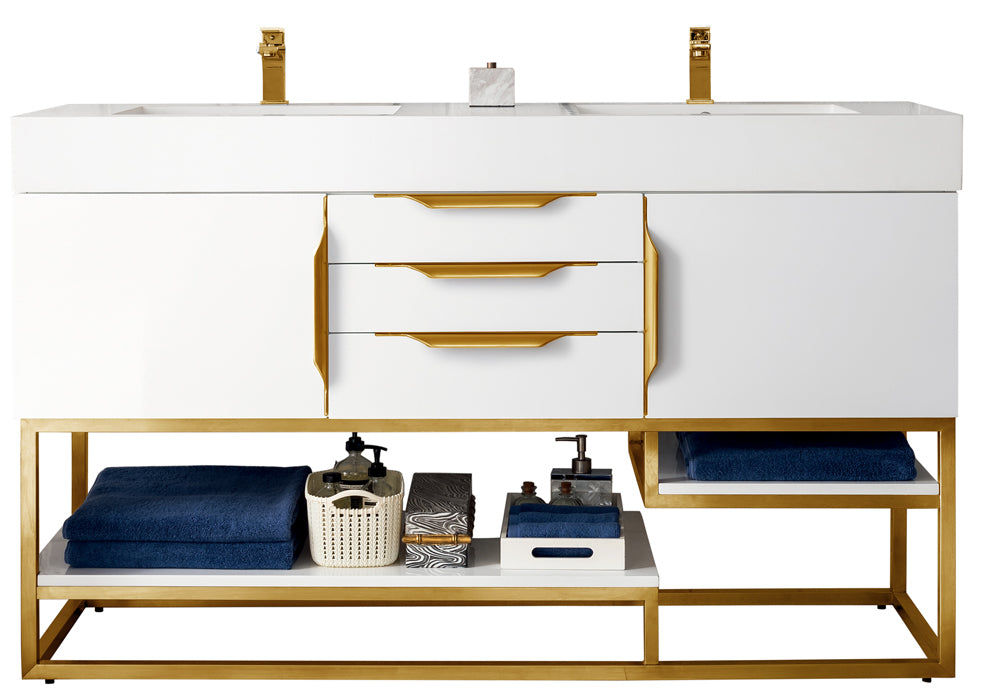 James Martin Vanities Columbia 59" Double Vanity Cabinet With Radiant Gold Base