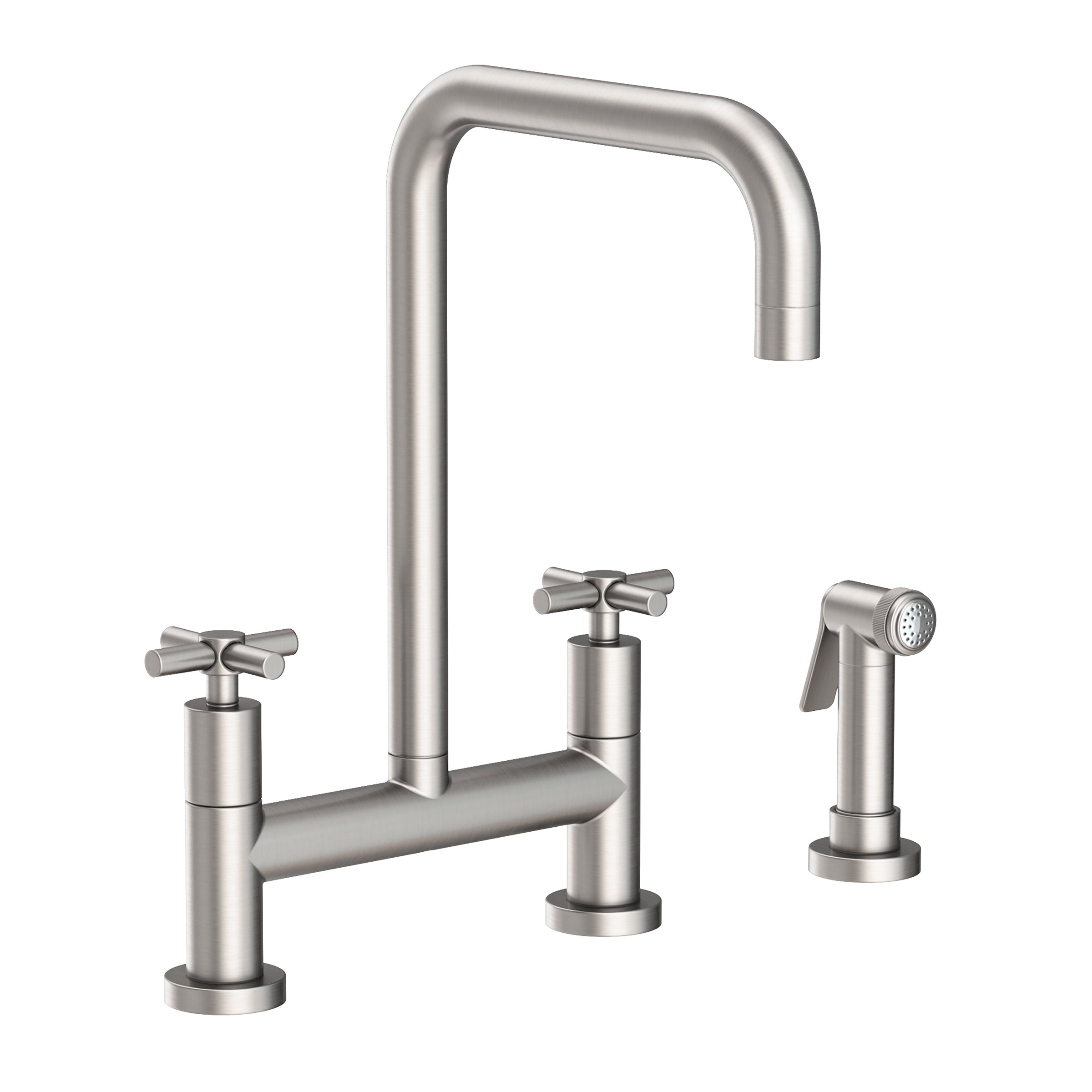 Newport Brass East Square Kitchen Bridge Faucet with Side Spray