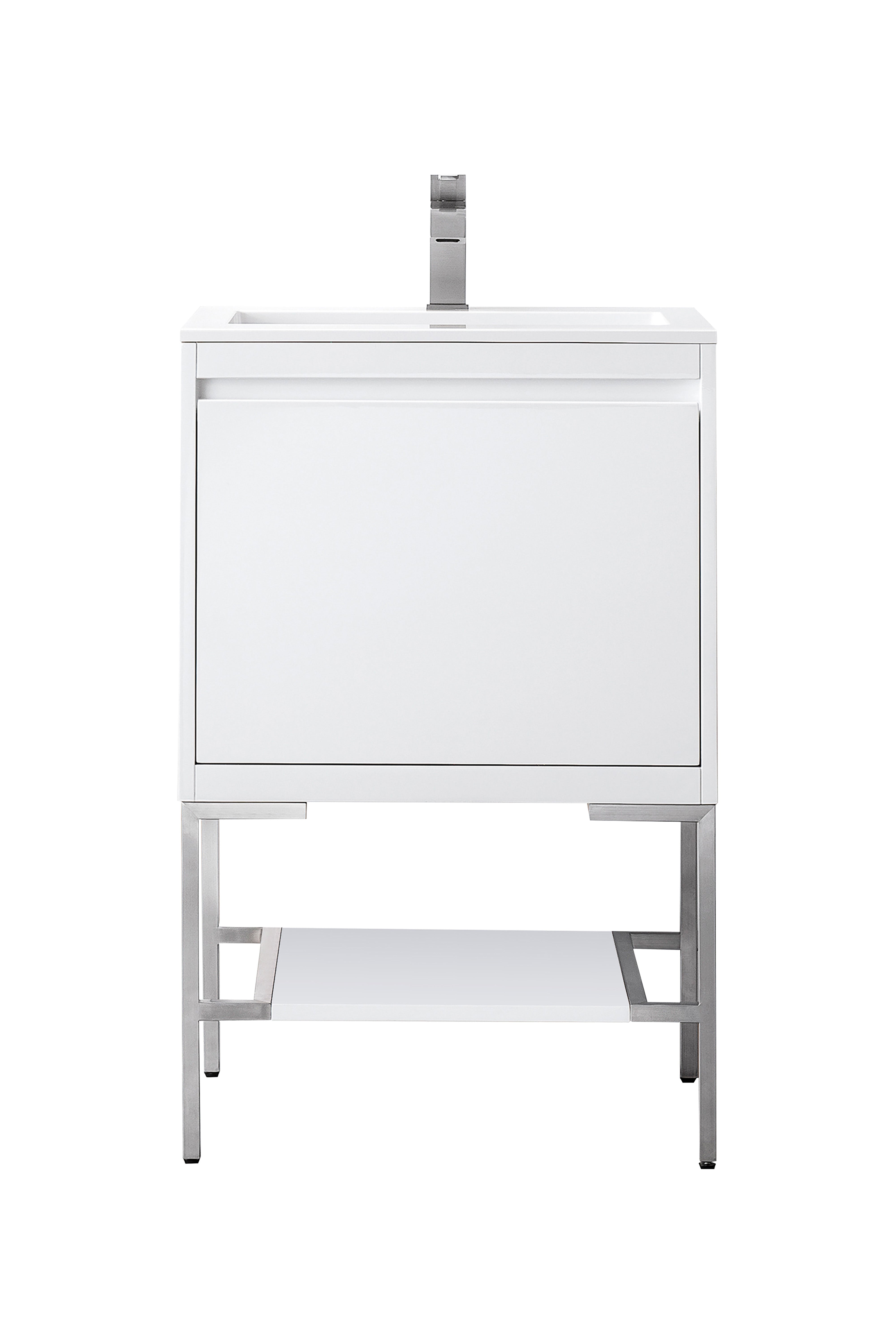 James Martin Vanities Mantova 23.6" Single Vanity - Glossy White - Brushed Nickel Base