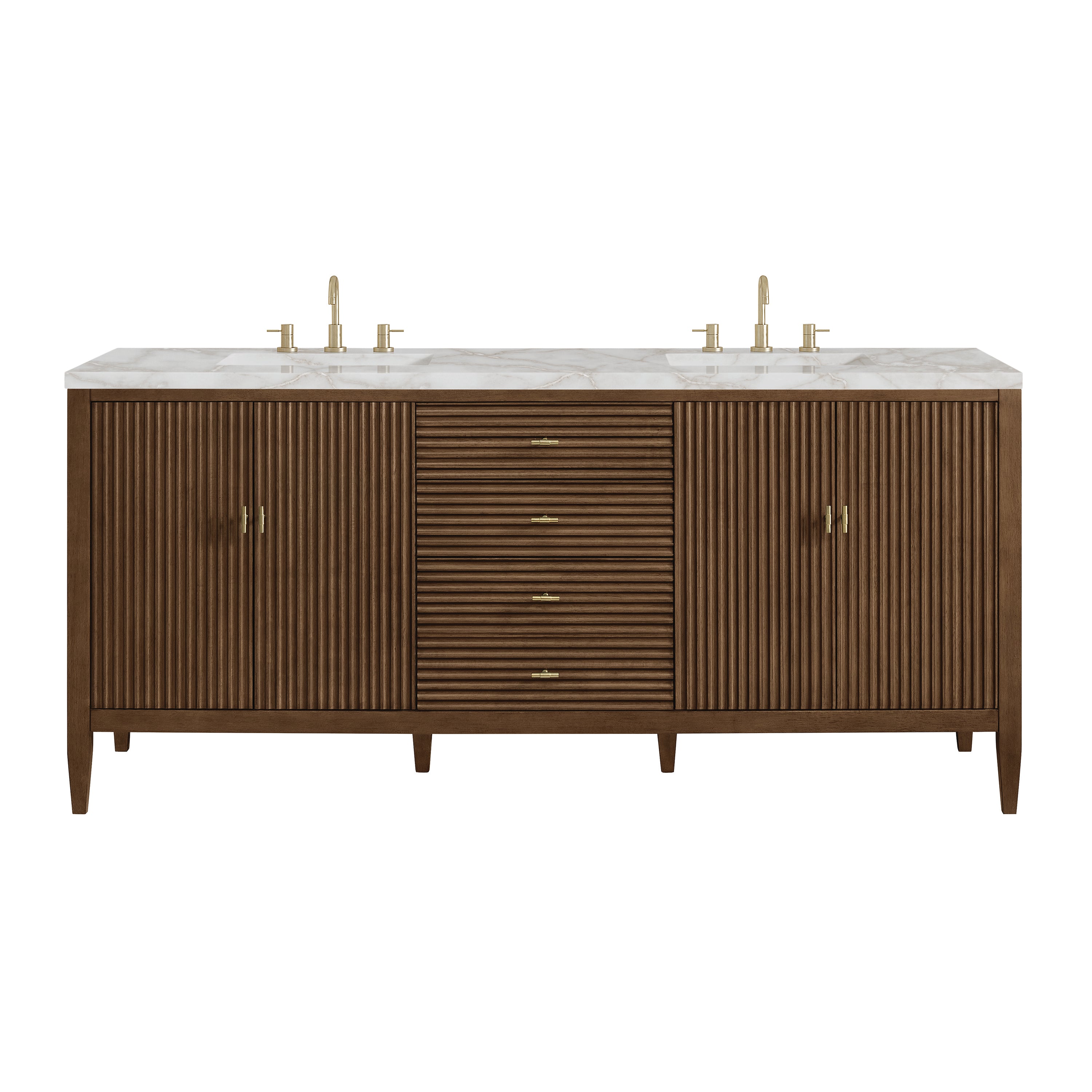 James Martin Vanities Myrrin 72" Double Vanity - Mid Century Walnut