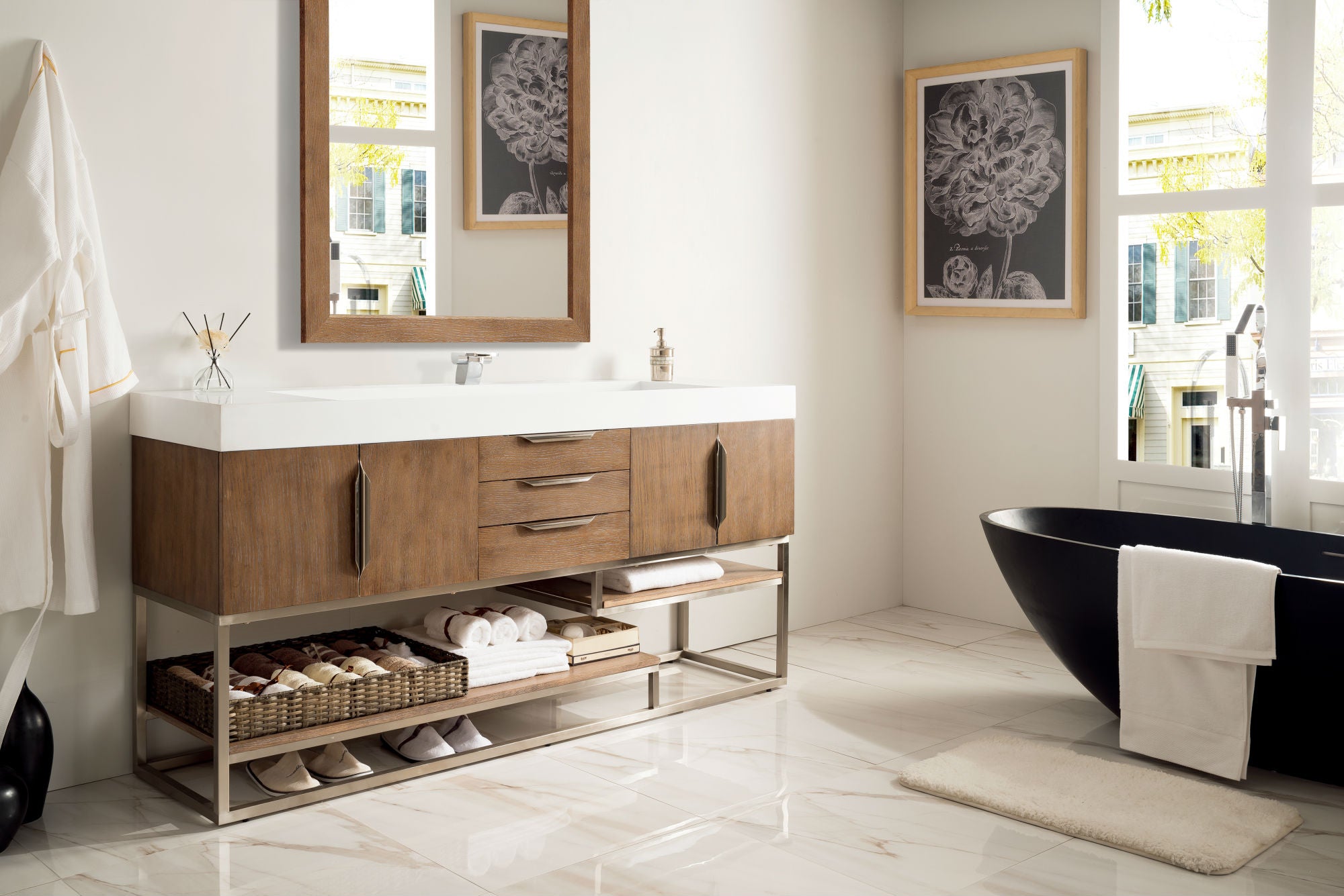 latte oak vanity