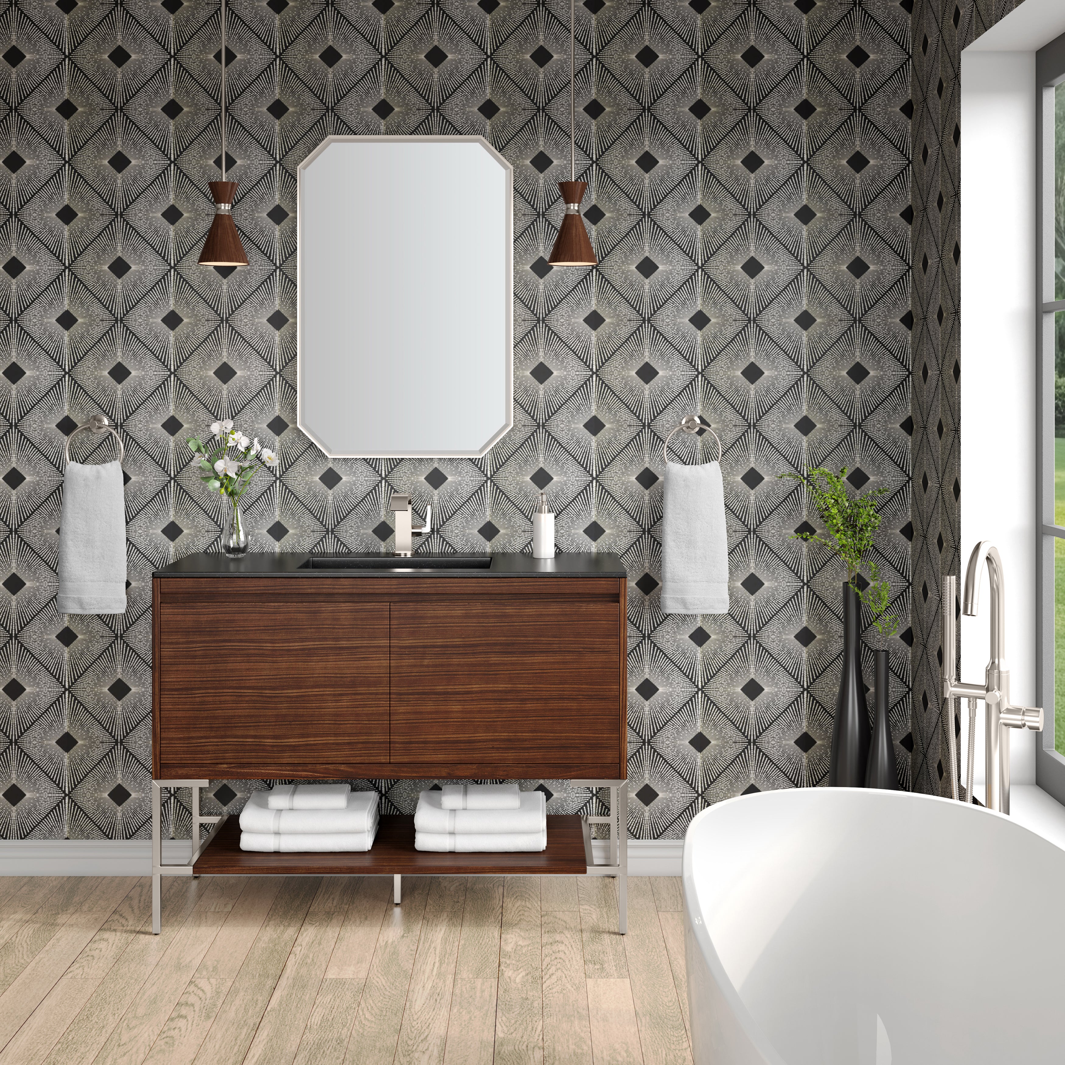 charcoal black composite stone top vanity
