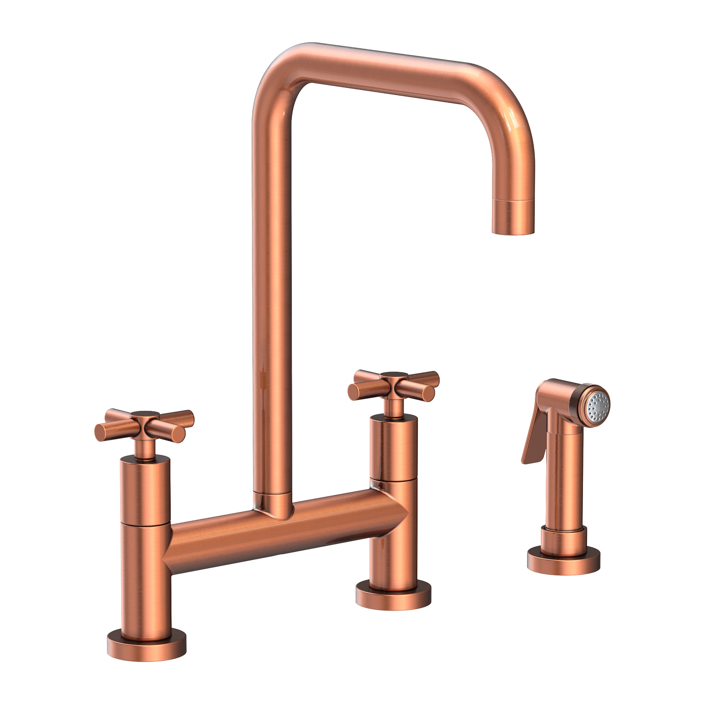 Newport Brass East Square Kitchen Bridge Faucet with Side Spray