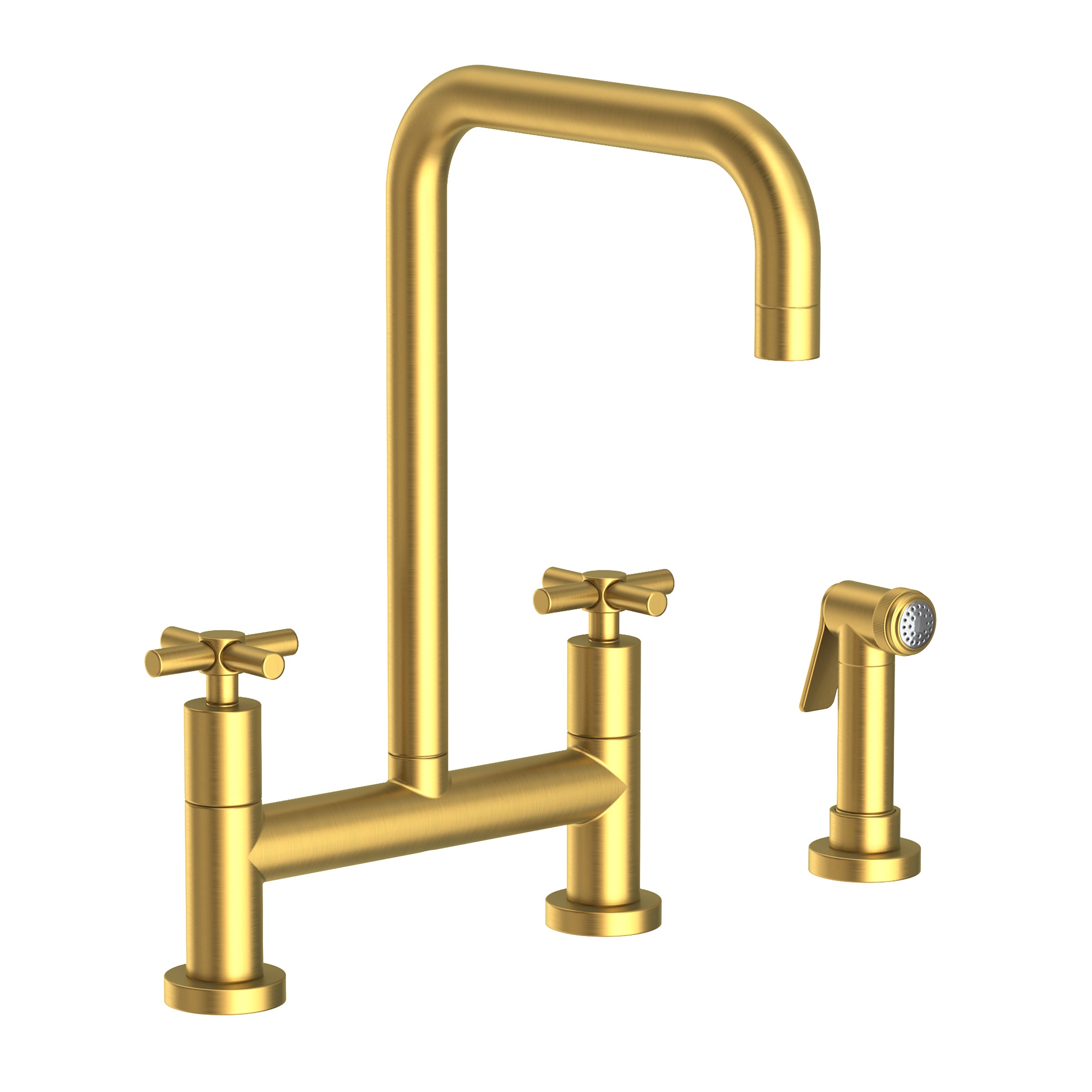 Newport Brass East Square Kitchen Bridge Faucet with Side Spray