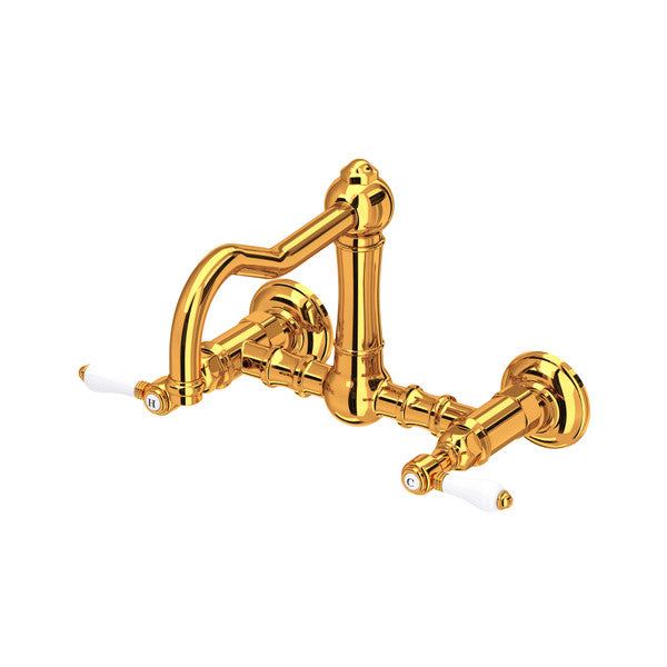 Rohl Acqui Wall Mount Bridge Kitchen Faucet with Column Spout