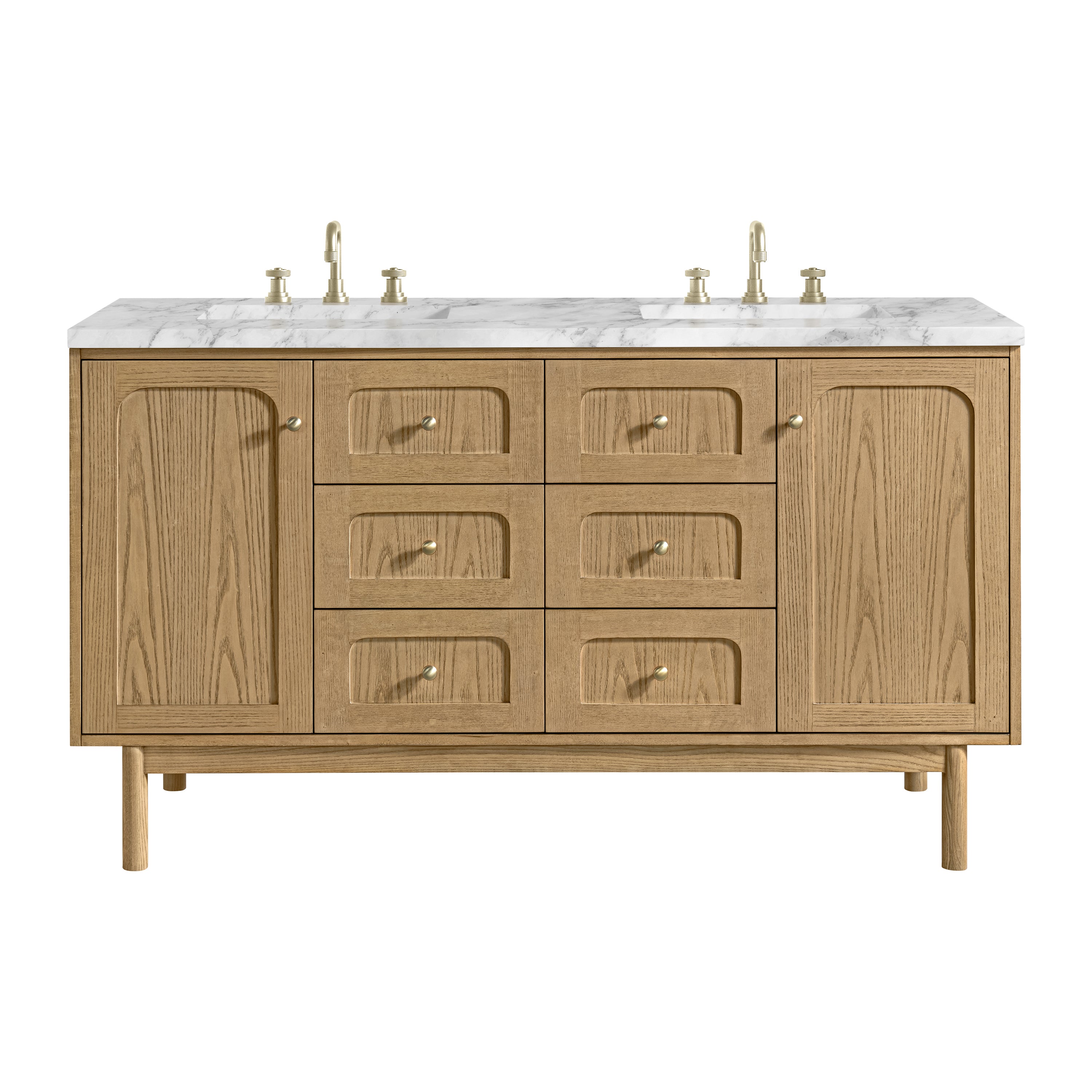 James Martin Vanities Laurent 60" Double Vanity - Light Natural Oak