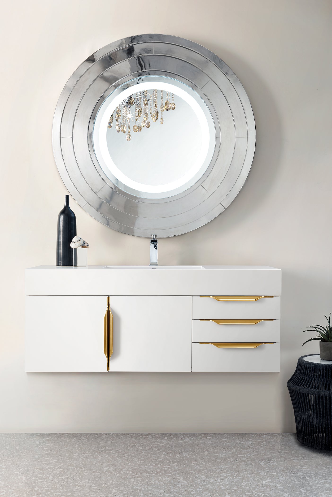 glossy white vanity