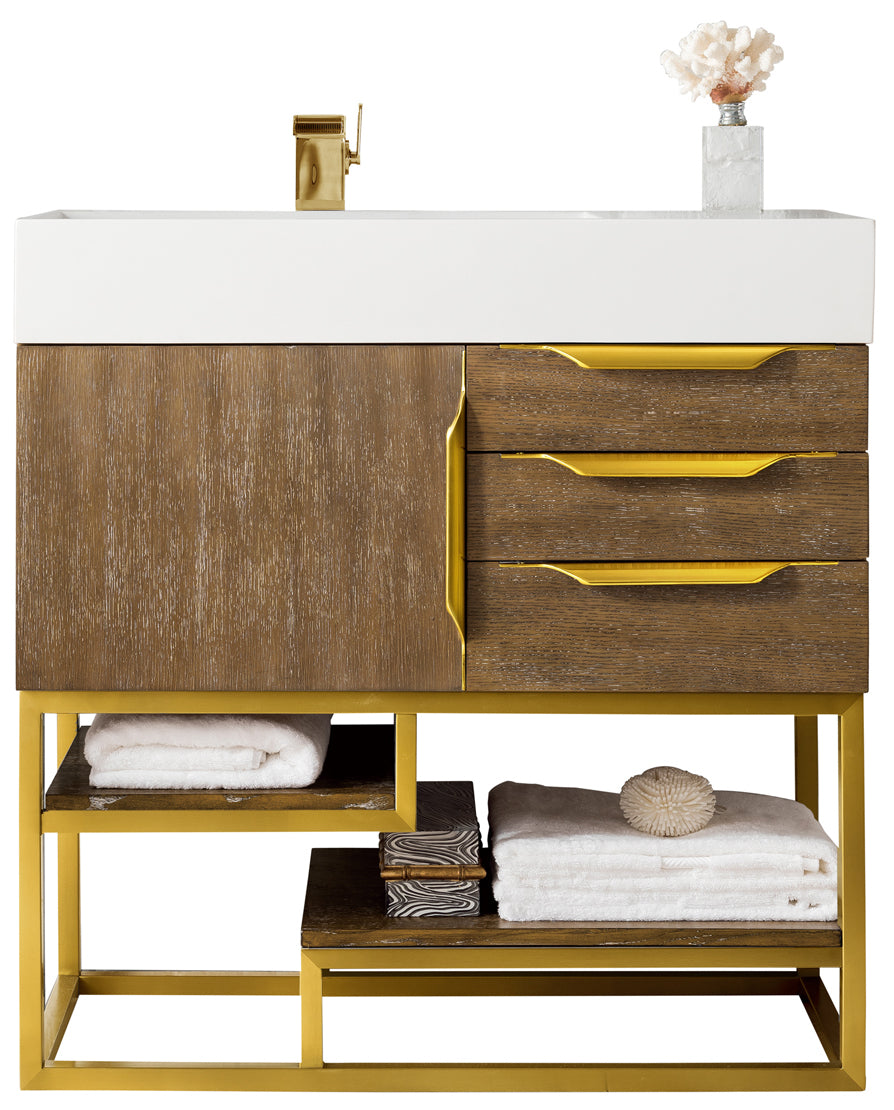 James Martin Vanities Columbia 36" Single Vanity Cabinet With Radiant Gold Base